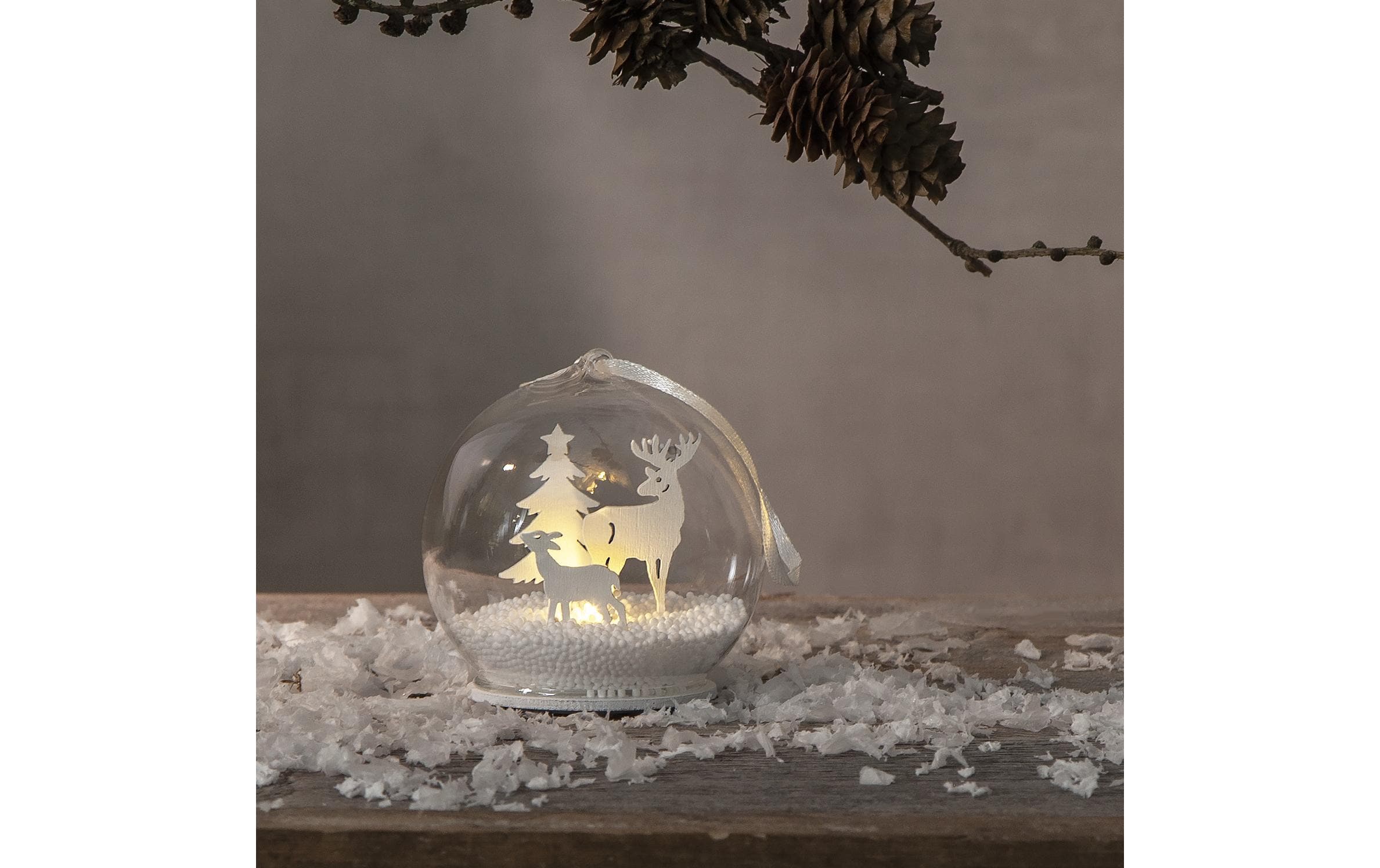 Star Trading Tischdeko Kugel Fauna 9 cm, Weiss