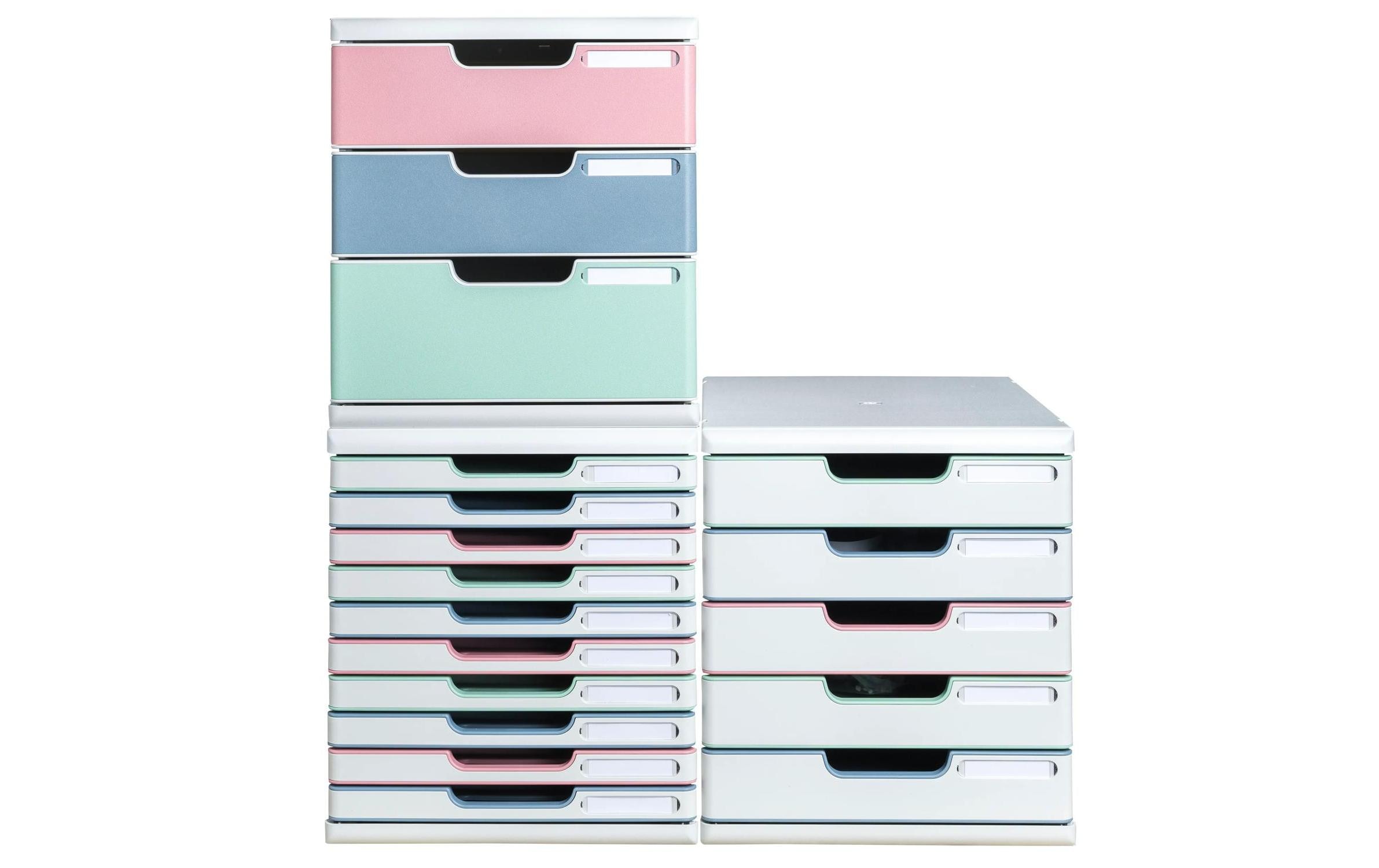 Exacompta Schubladenbox Modulo AutentiK, A4+, 3 Schubladen, Mehrfarbig