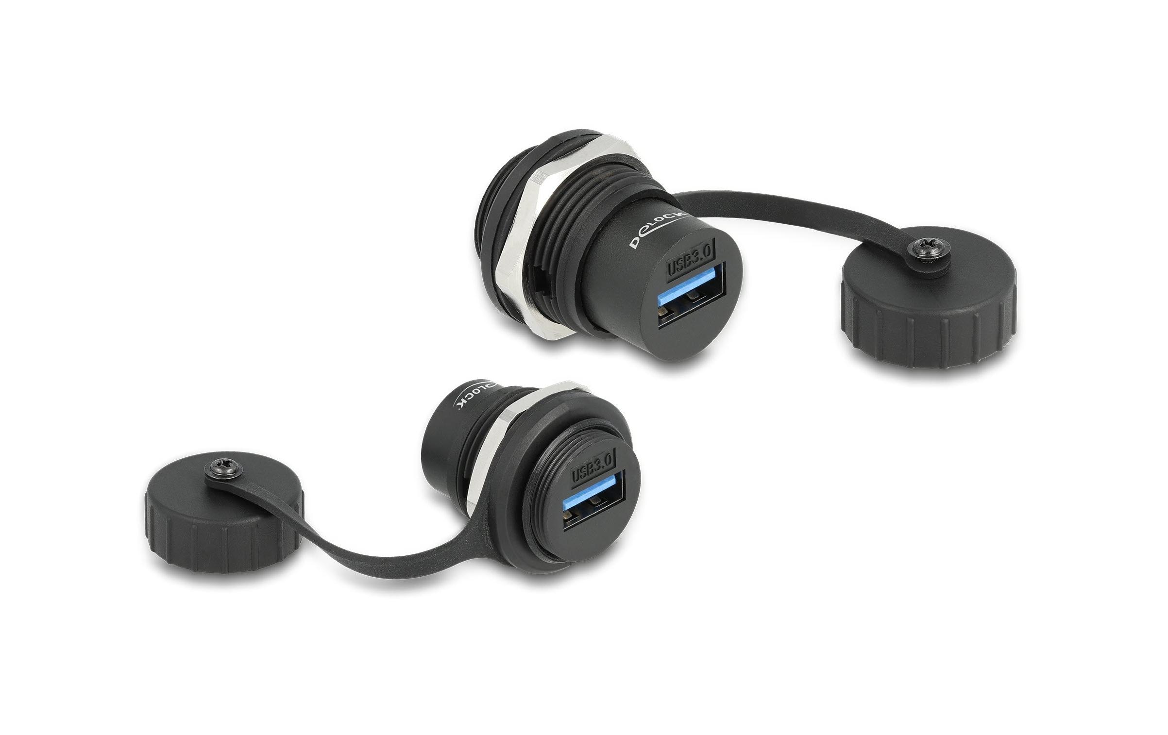 Delock USB 3.2 Gen 1 Typ-A Einbaubuchse IP67 staub- & wasserdicht Delock USB 3.2 Gen 1 Typ-A Einbaubuchse IP67 staub- & wasserdicht