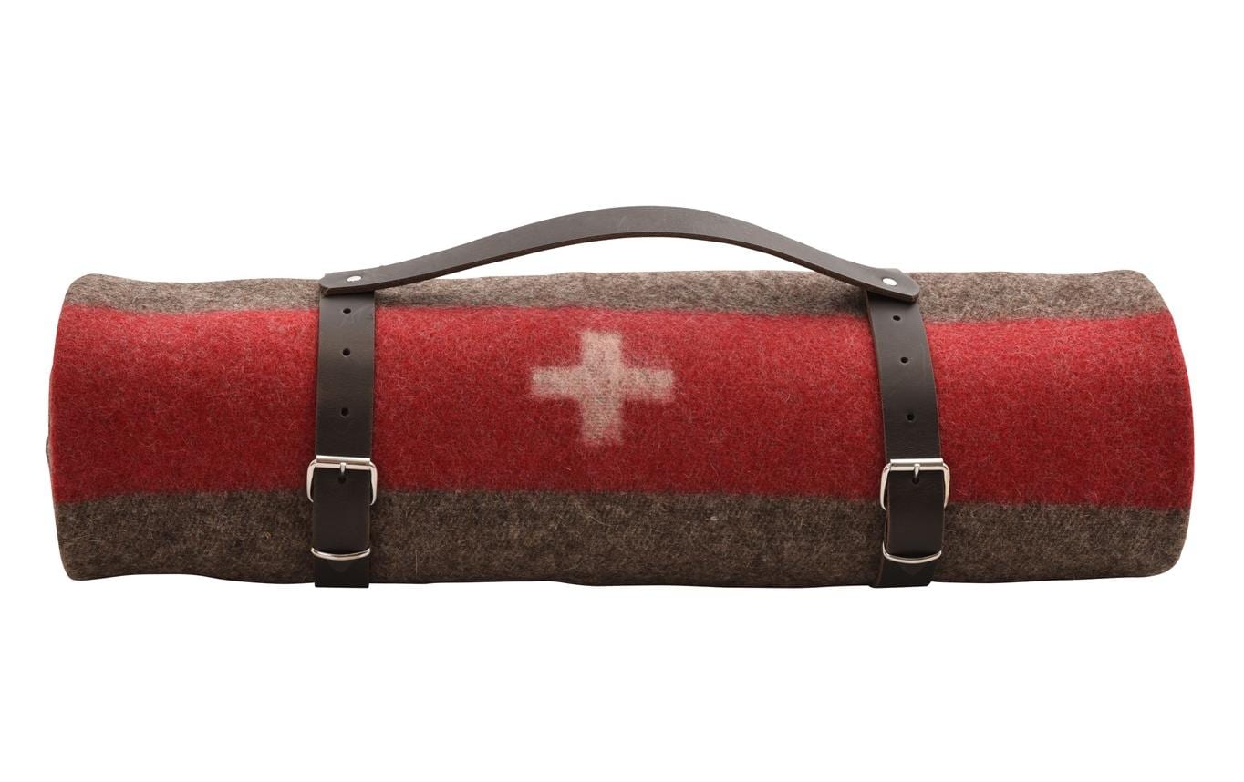 Eskimo Decke Armeedecke gerollt mit Ledergurt 140 x 200cm