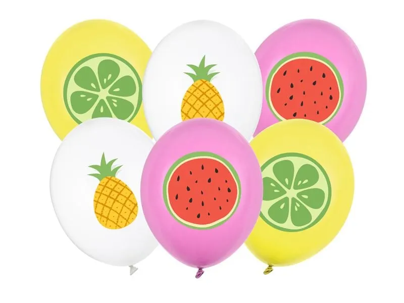 Partydeco Ballon Früchte 6 Stk Mehrfarbig