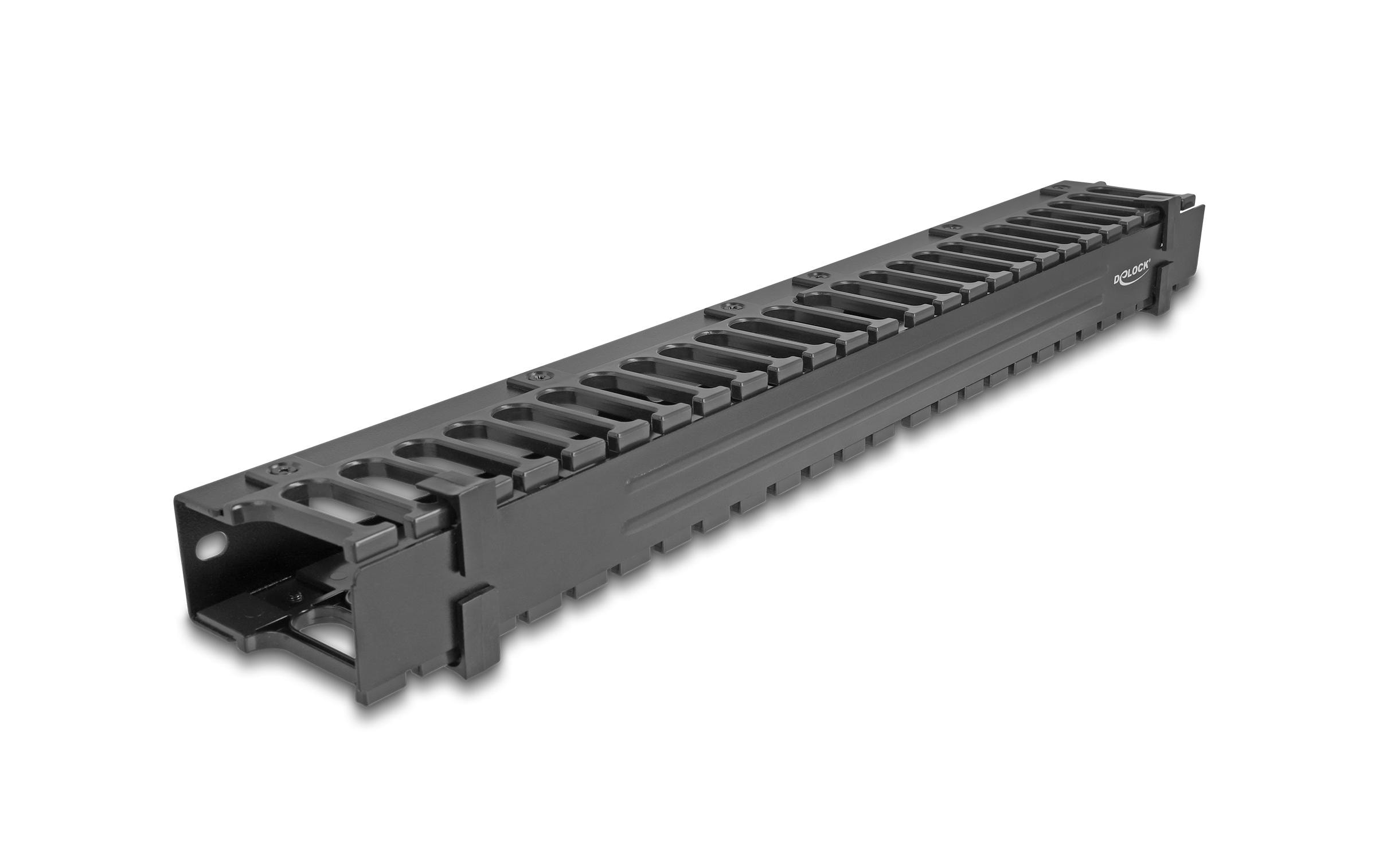 Delock Kabelführungspanel mit 3 Öffnungen 1 HE , Schwarz Delock Kabelführungspanel mit 3 Öffnungen 1 HE , Schwarz