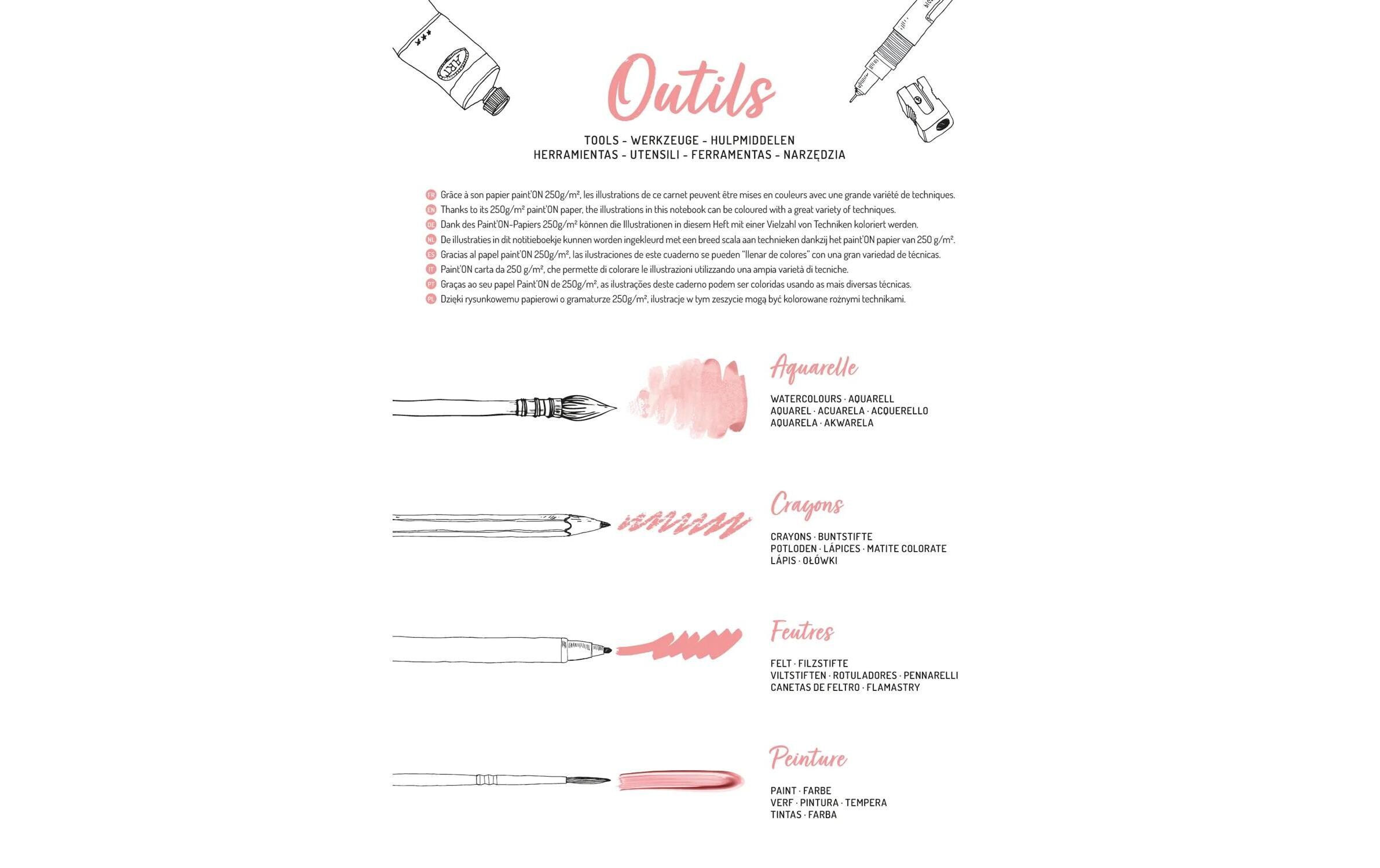 Clairefontaine Malblock Odelia Frauen A4, 20 Blatt, 6 Motive