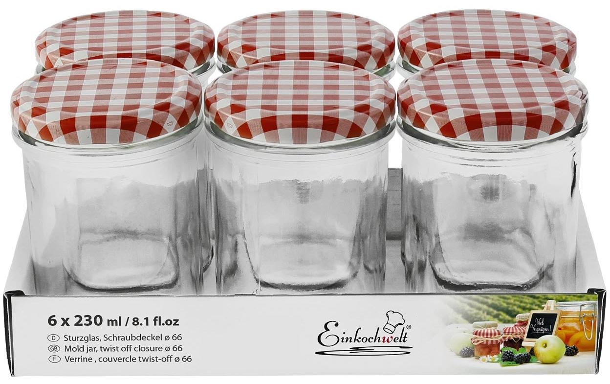 Einkochwelt Einmachglas 6 Stück, 230 ml, Ø 66 mm