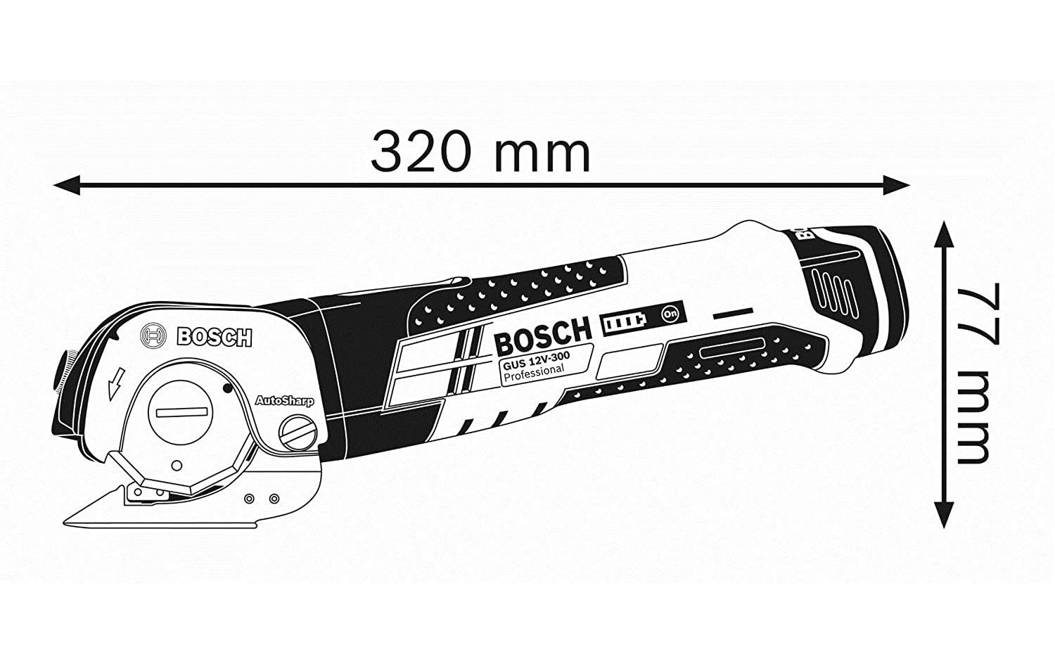 Bosch Professional Akku-Universalschneider GUS 12 V-300 + L-Boxx 102 Solo