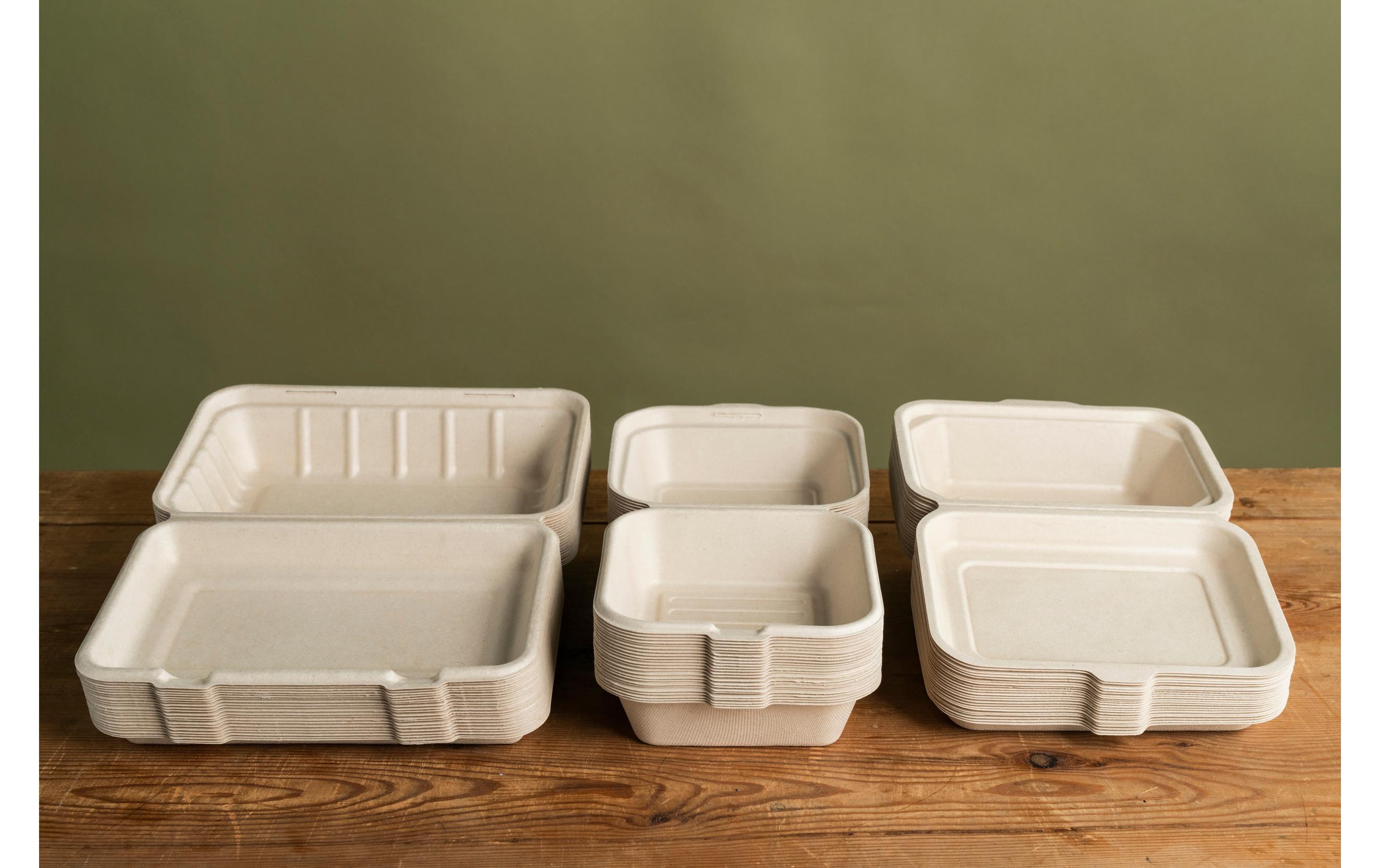 BioPak Menübox Hinged 600 ml Braun ungeteilt, 50 Stück