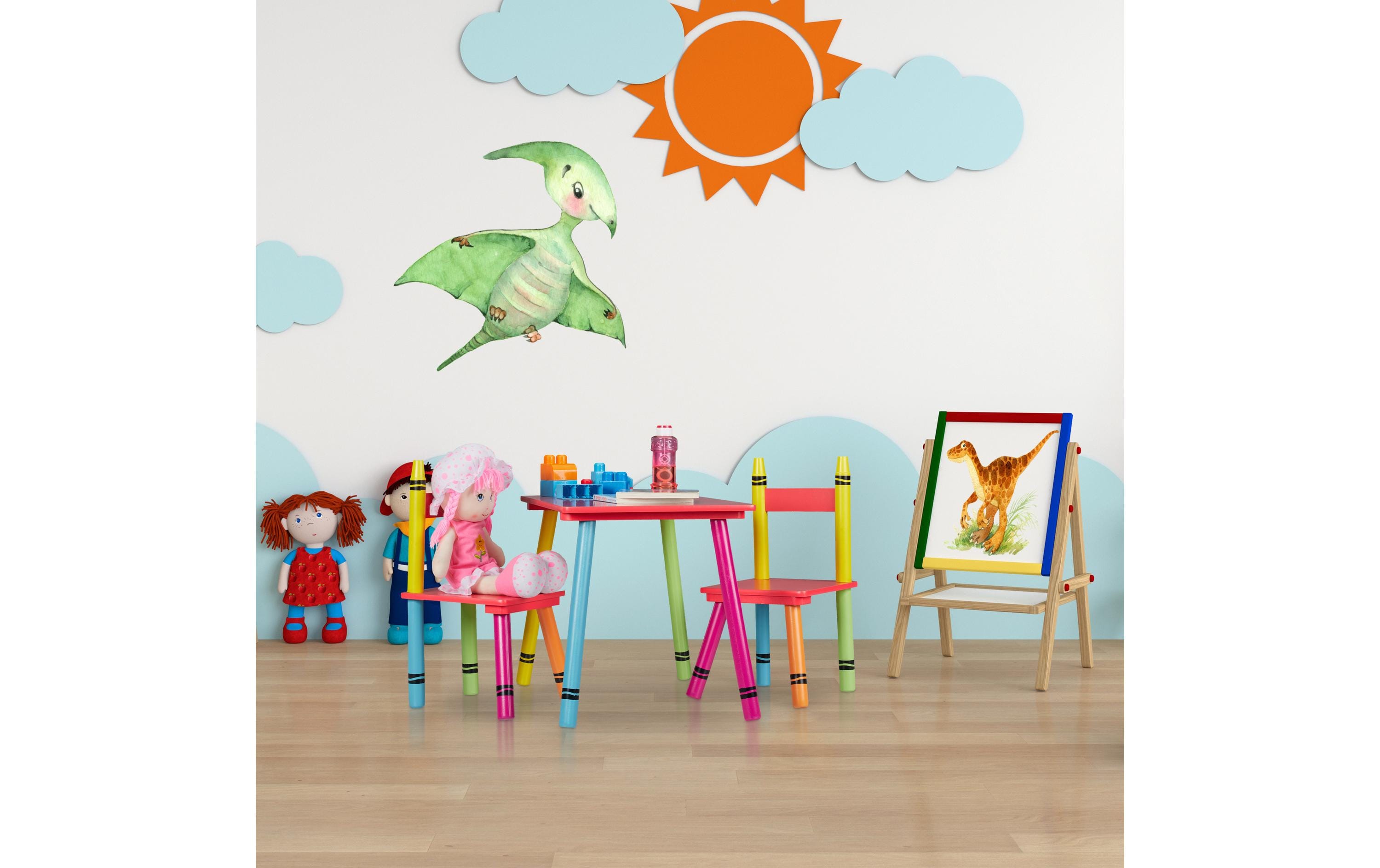 relaxdays Kindersitzgruppe 3-teilig Gelb; Grün; Rot