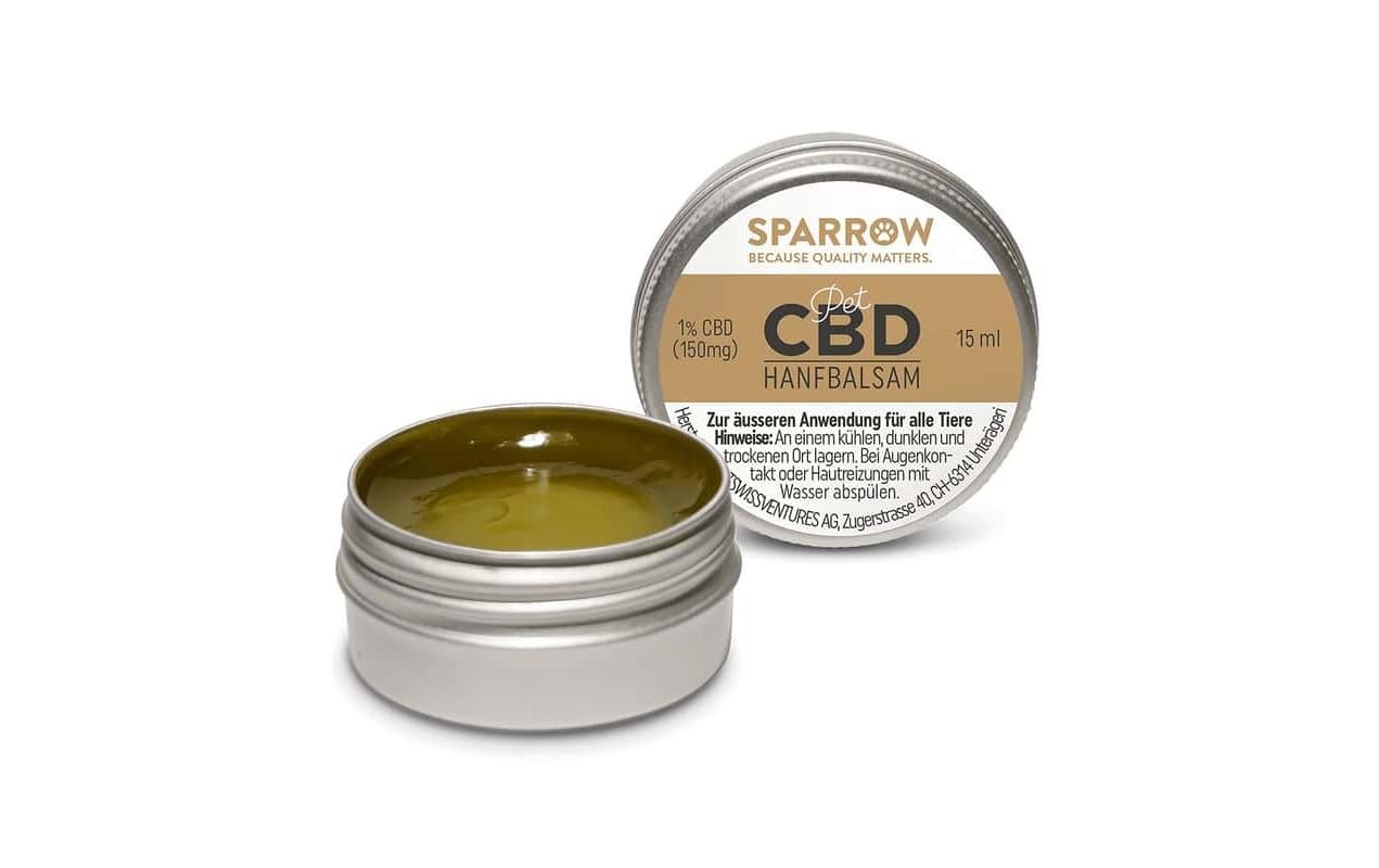 Sparrow Pet CBD Hanfbalsam mit 1% CBD, 15 ml Sparrow Pet CBD Hanfbalsam mit 1% CBD, 15 ml