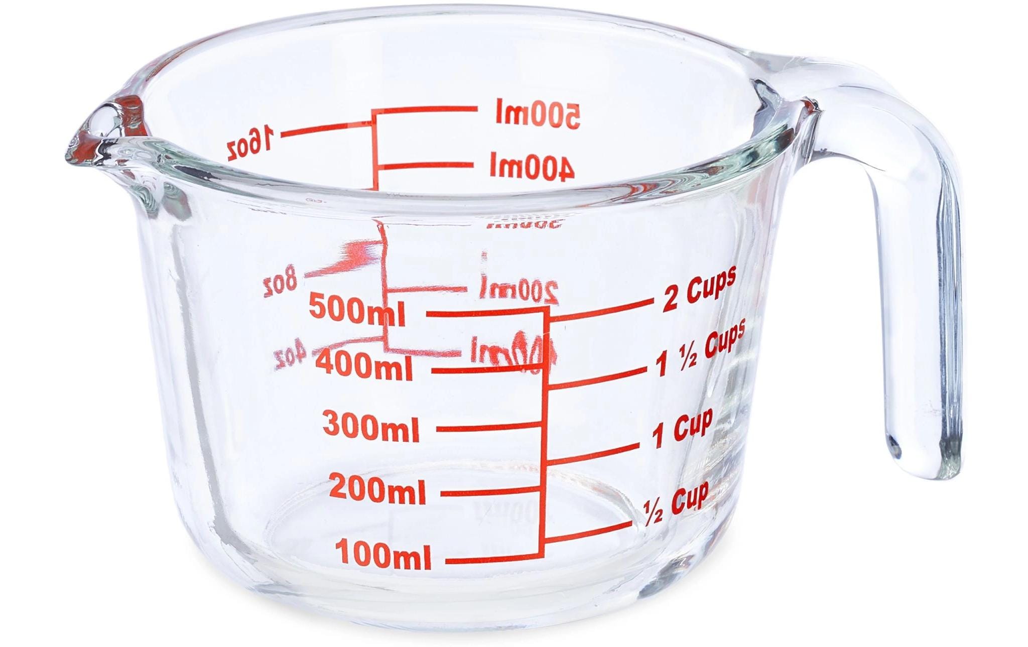 relaxdays Messbecher 500 ml, Rot/Transparent