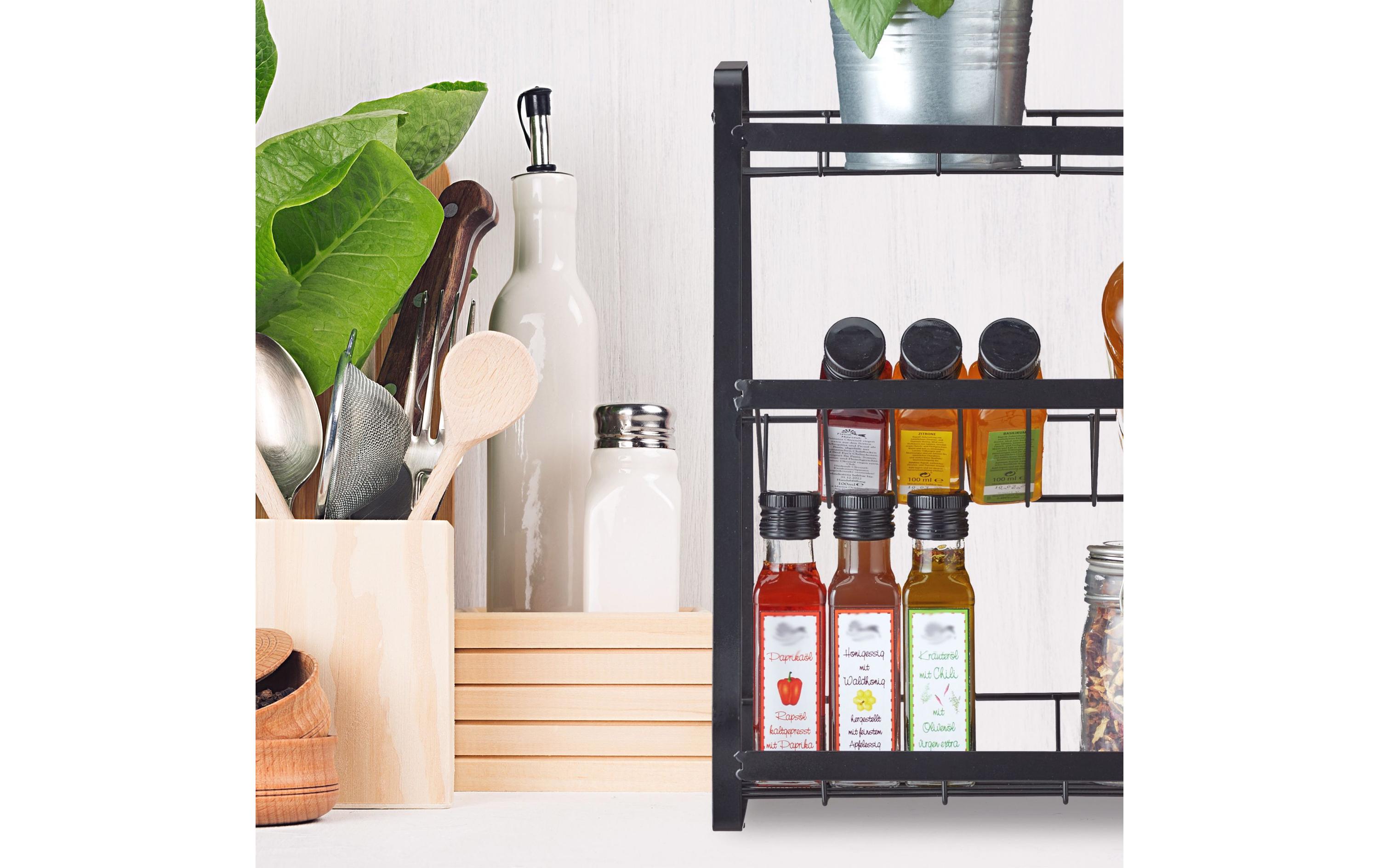 relaxdays Gewürzregal 3 Etagen stehend Schwarz