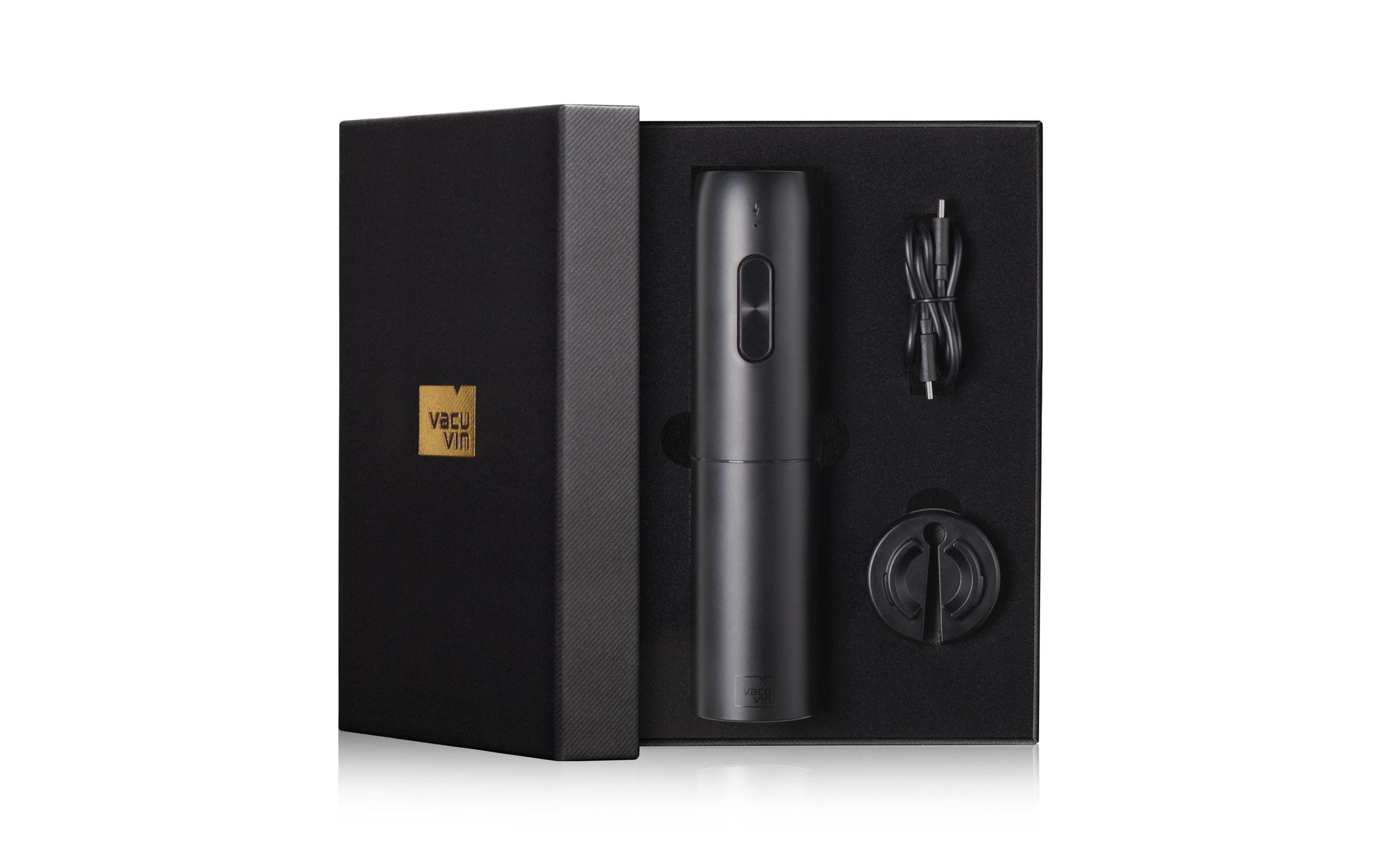 Vacuvin Korkenzieher Elektrischer Weinöffner Schwarz
