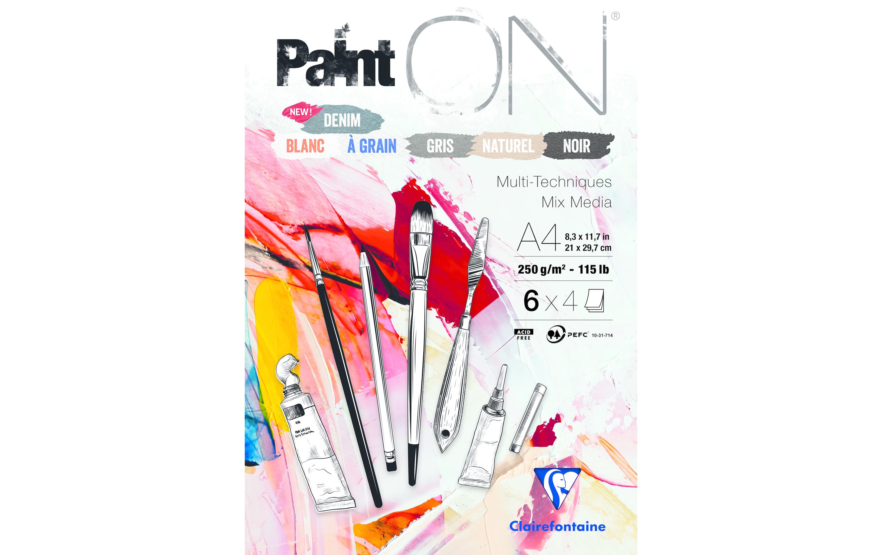 Clairefontaine Zeichenblock Paint On 24 Blatt, A4, 250 g/m² Clairefontaine Zeichenblock Paint On 24 Blatt, A4, 250 g/m²