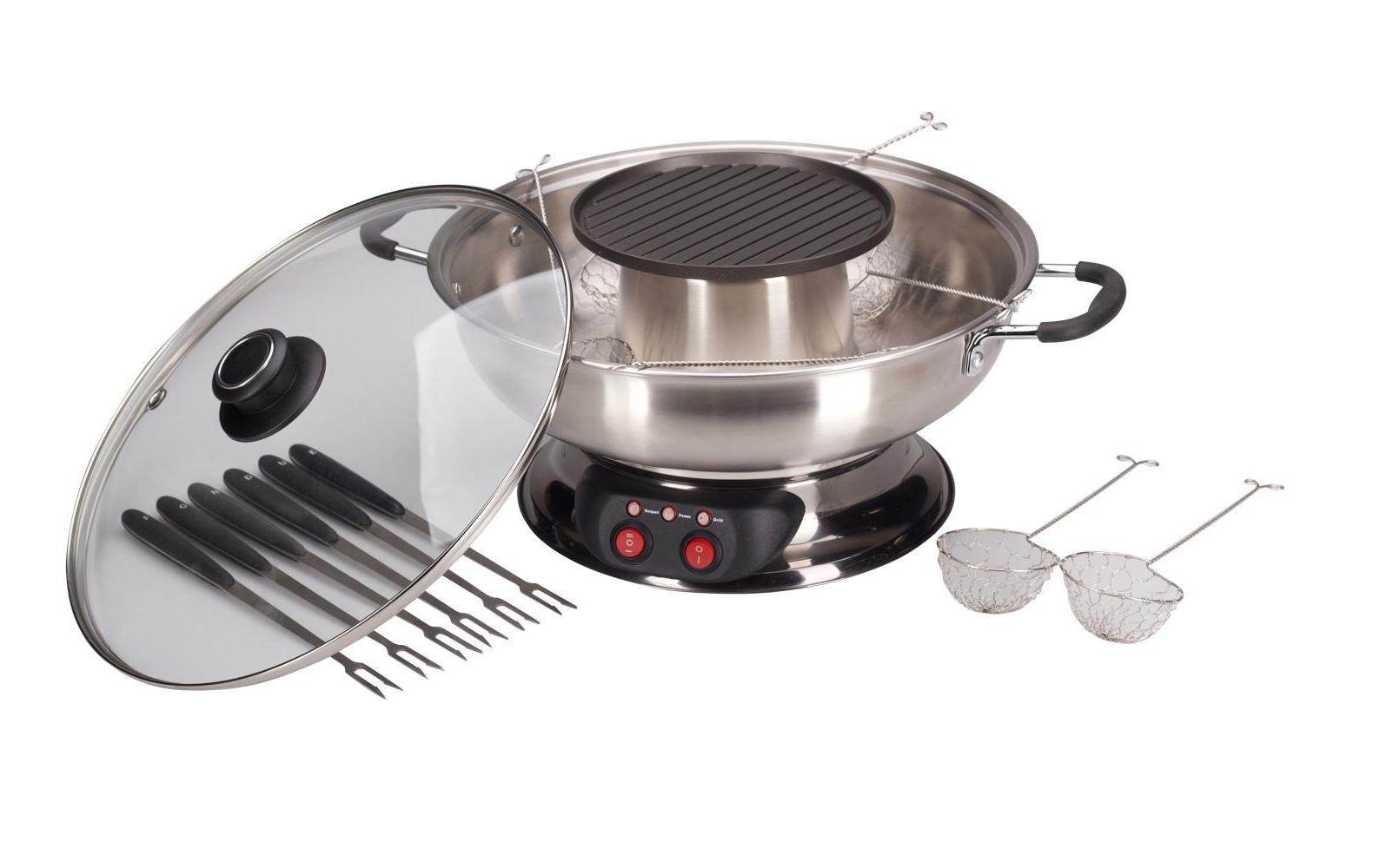 Nouvel Fleischfondue-Set Gourmet Pot 16 Teile, Silber