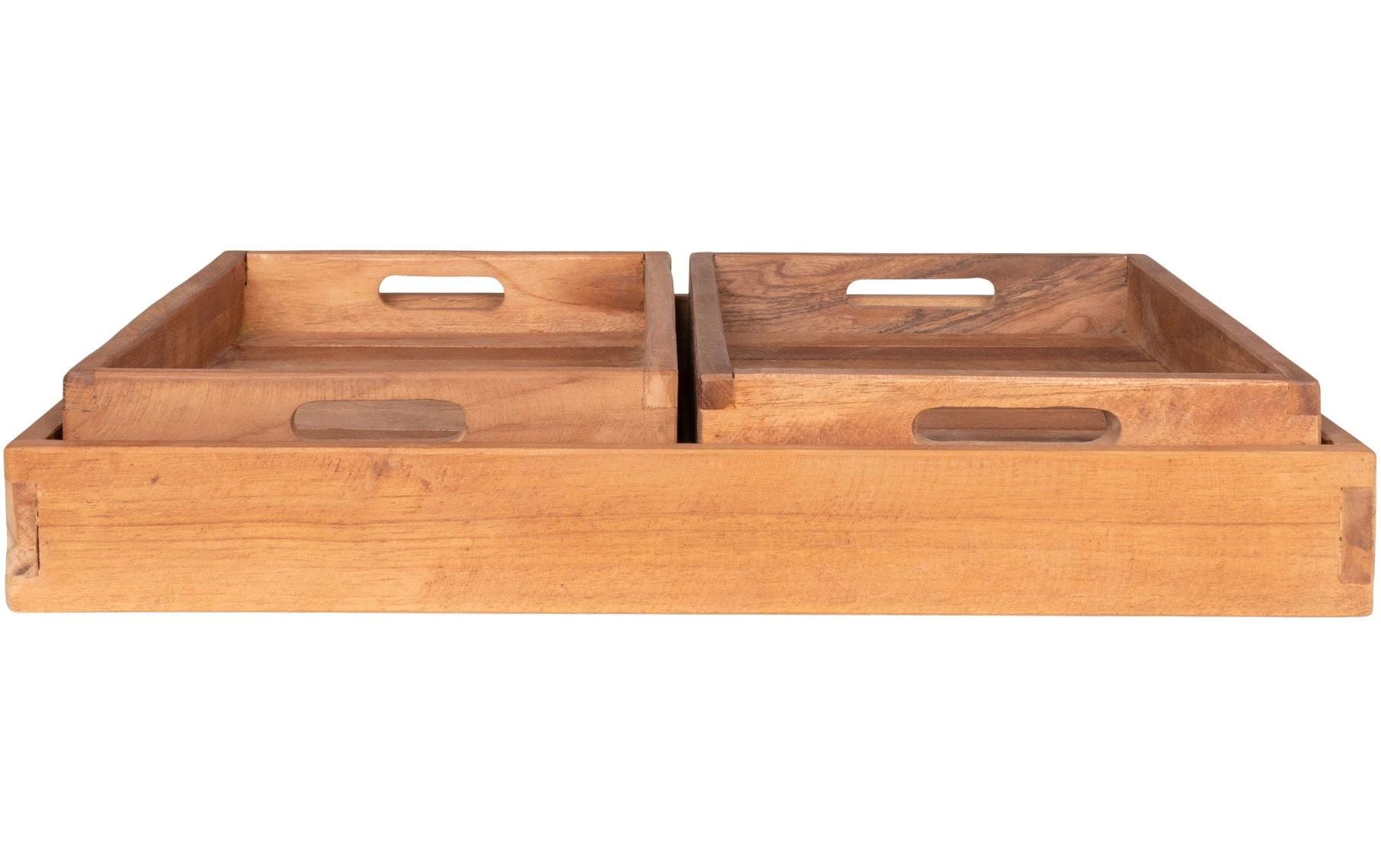 House Nordic Serviertablett Faro 3-er Set, Braun