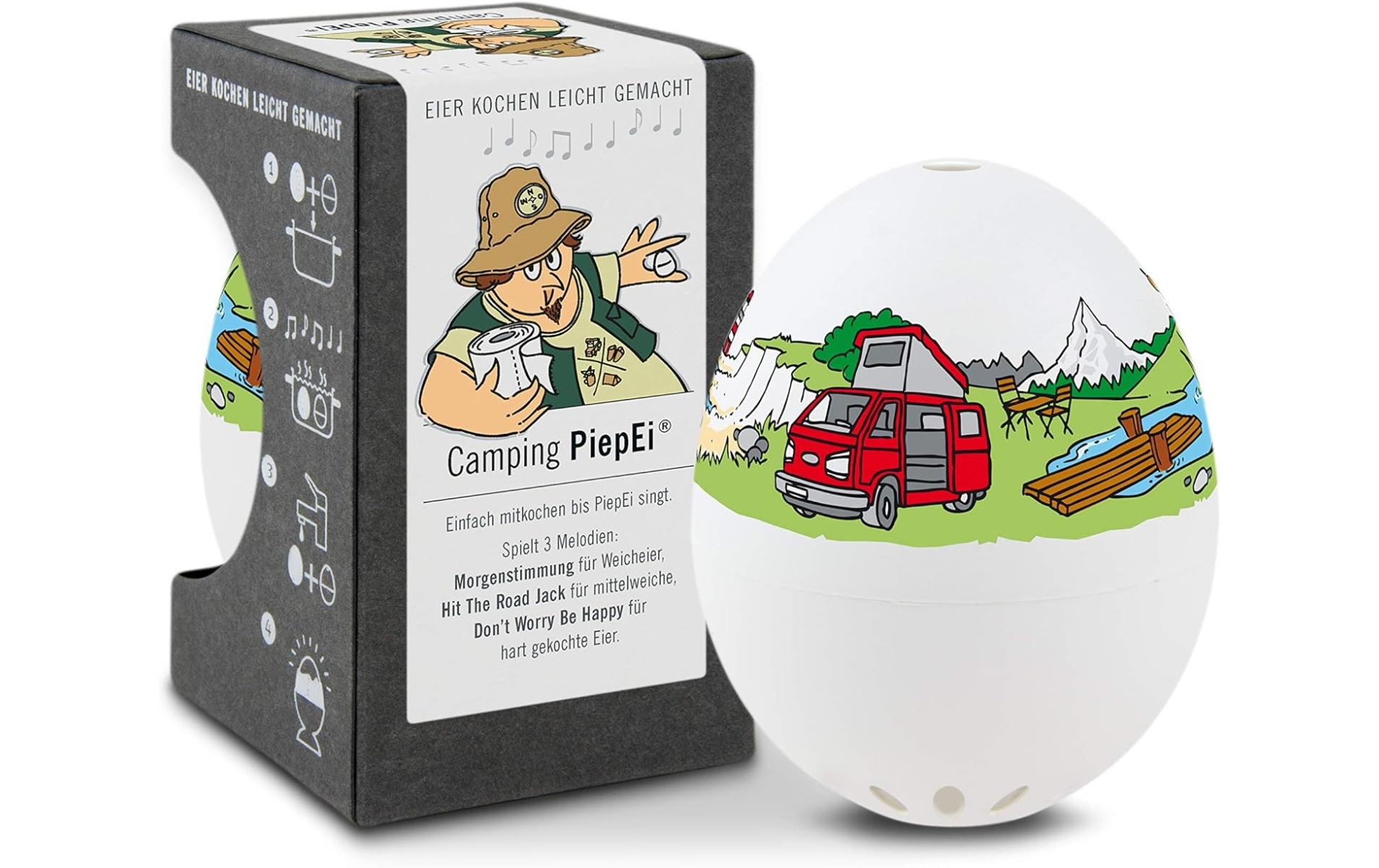 PiepEi Küchentimer Singende Eieruhr Camping, Weiss / Grün