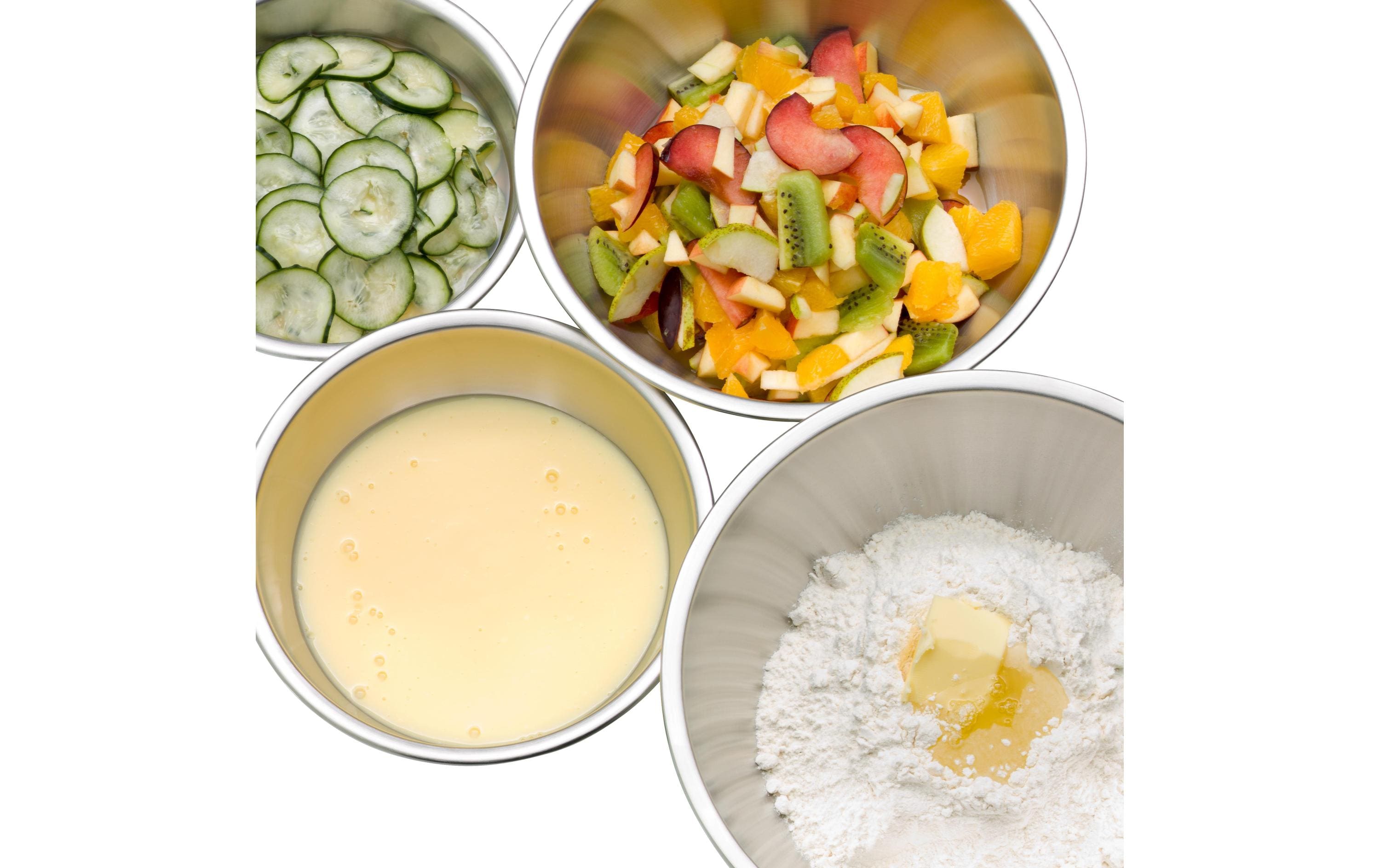 WMF Rührschüssel-Set Gourmet 0.75 l/1 l/2 l/2.75 l, Silber