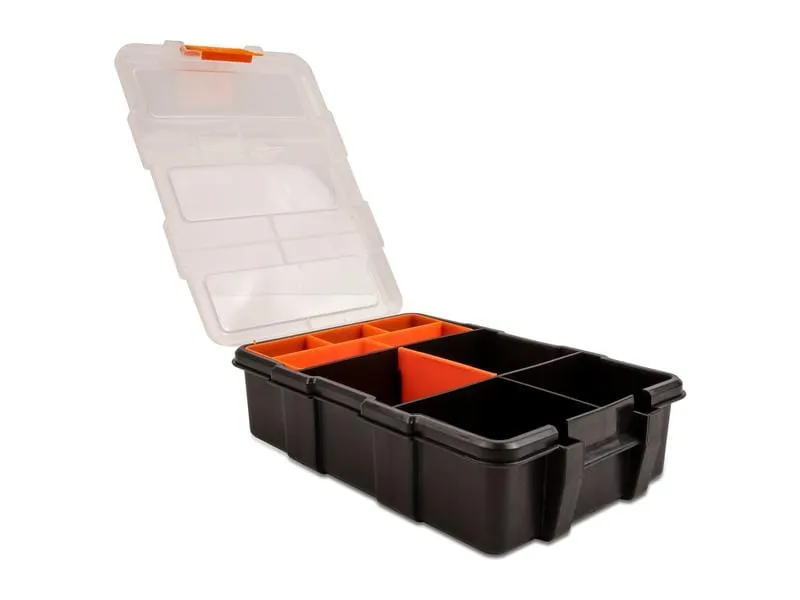 Delock Sortimentskasten Orange / Schwarz 11 Fächer