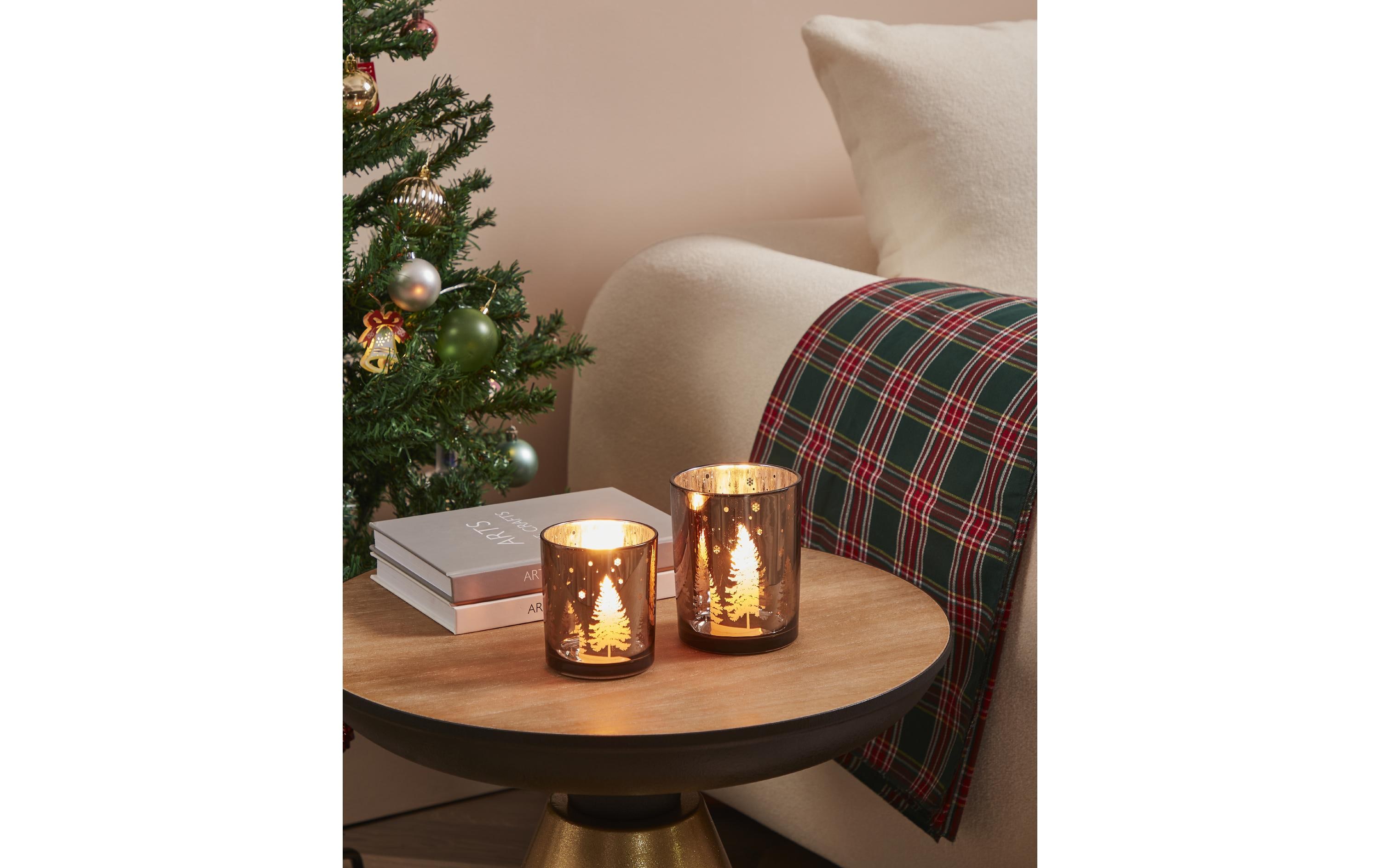 EGLO Teelichthalter Windlicht Christmas Lukut 10 cm Braun, Glas