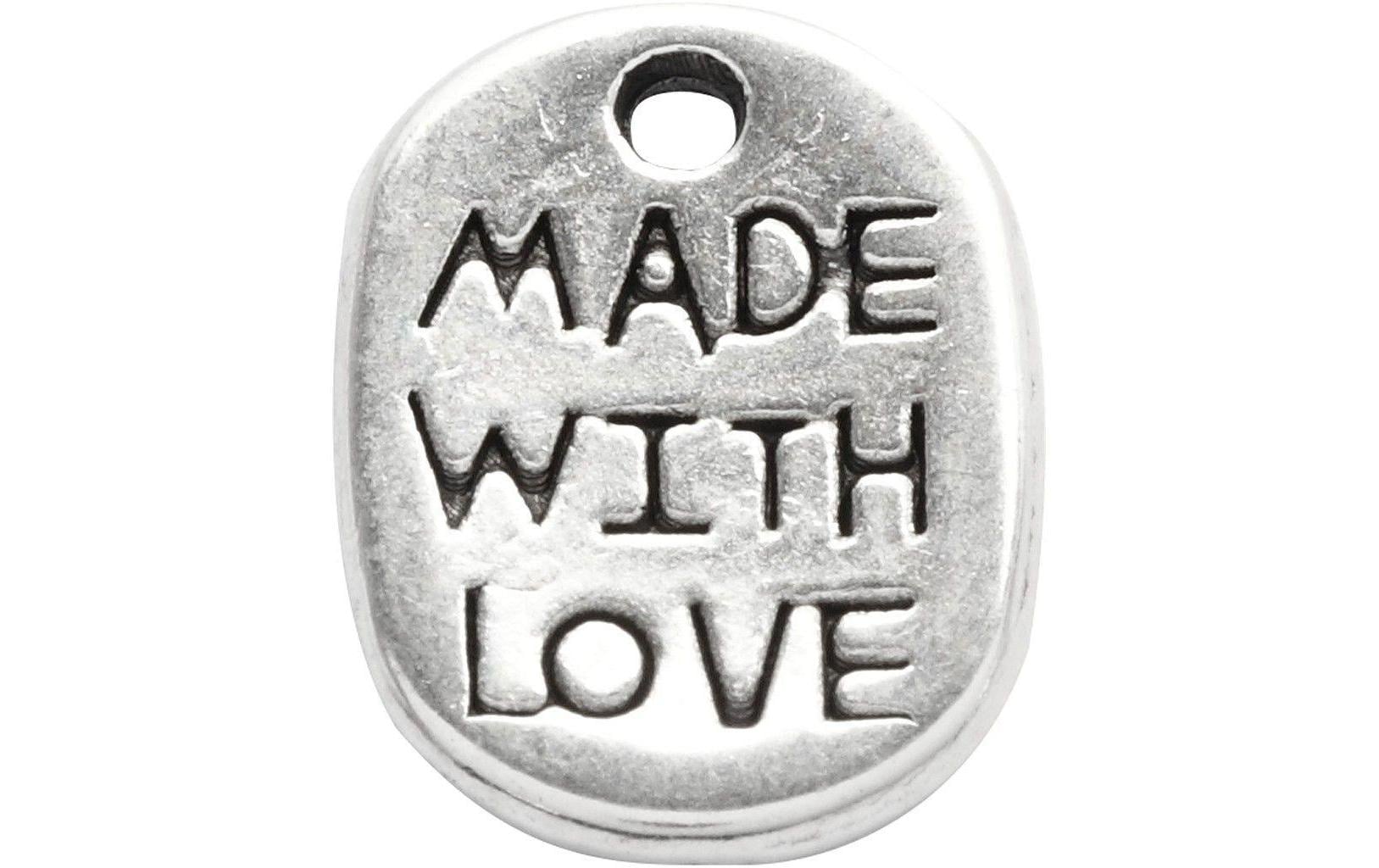 Creativ Company Anhänger MADE WITH LOVE 12 mm, versilbert, 10 Stk.