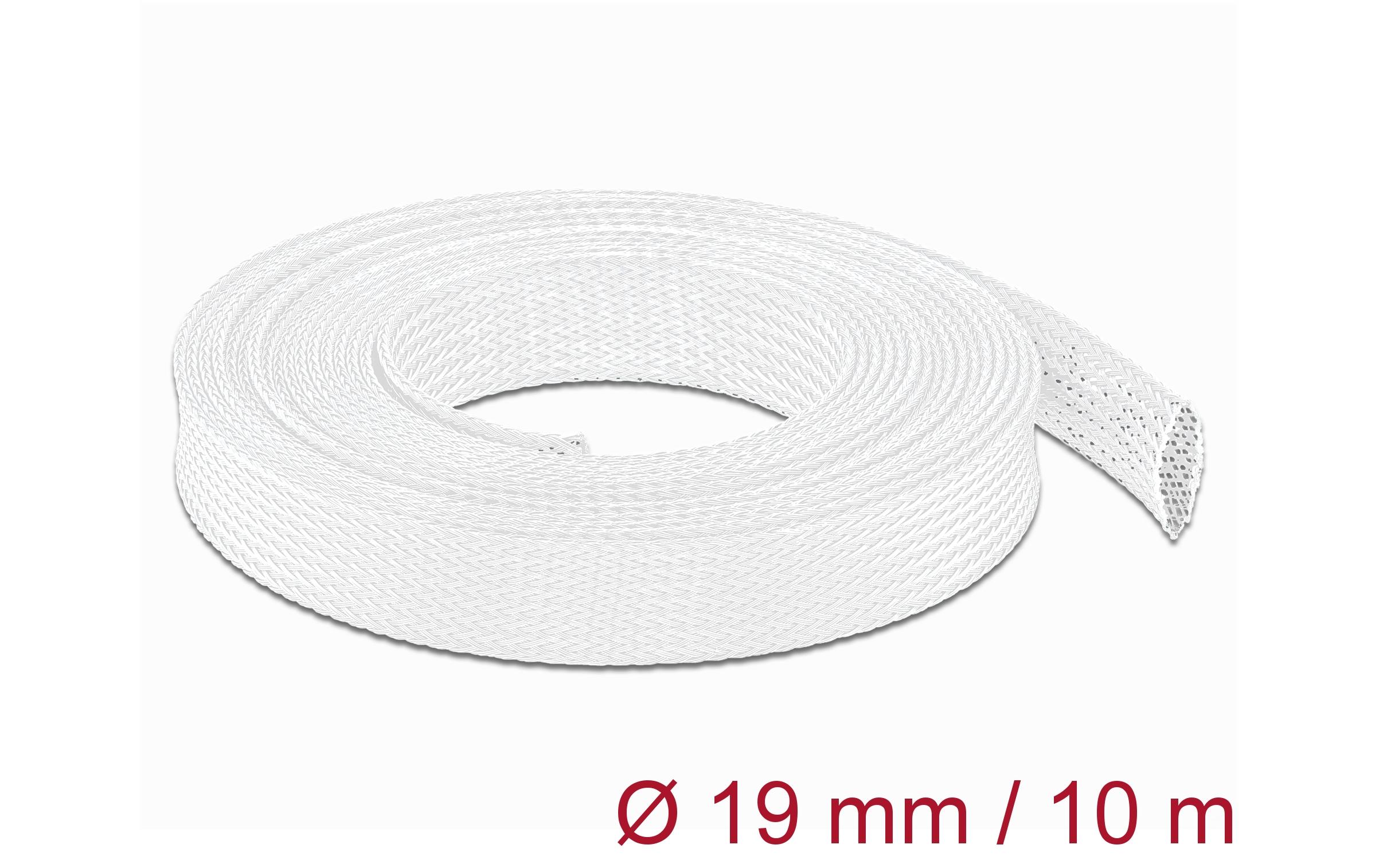 Delock Geflechtschlauch dehnbar 10 m x 19 mm Weiss Delock Geflechtschlauch dehnbar 10 m x 19 mm Weiss