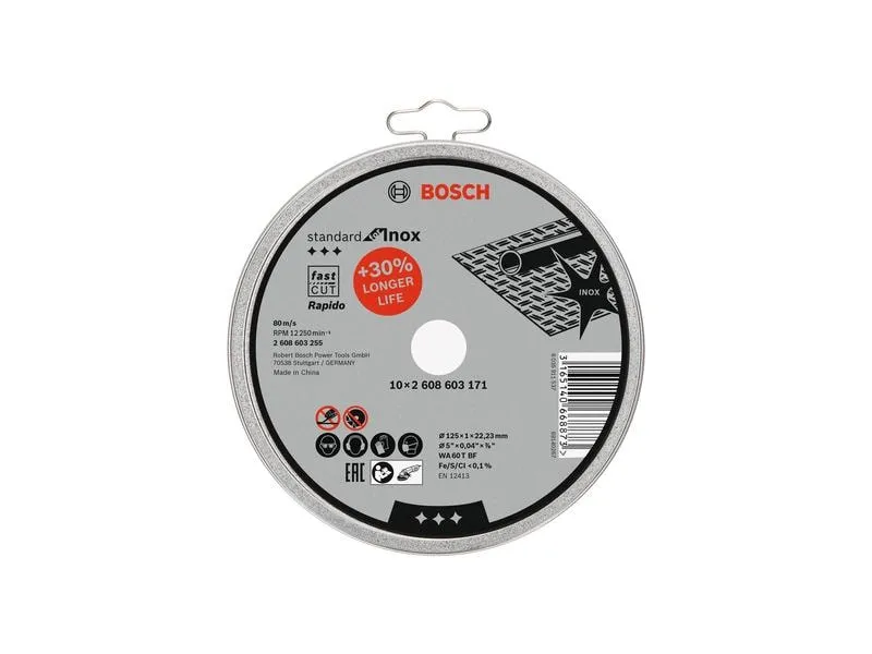 Bosch Professional Trennscheibe gerade Standard Inox 125 x 1 mm, 10 Stk