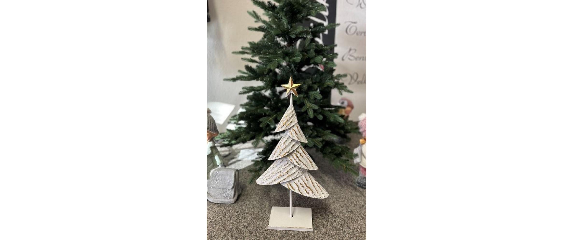 Dameco Weihnachtsfigur Christbaum 12 x 30 x 59 cm, Gold/Weiss