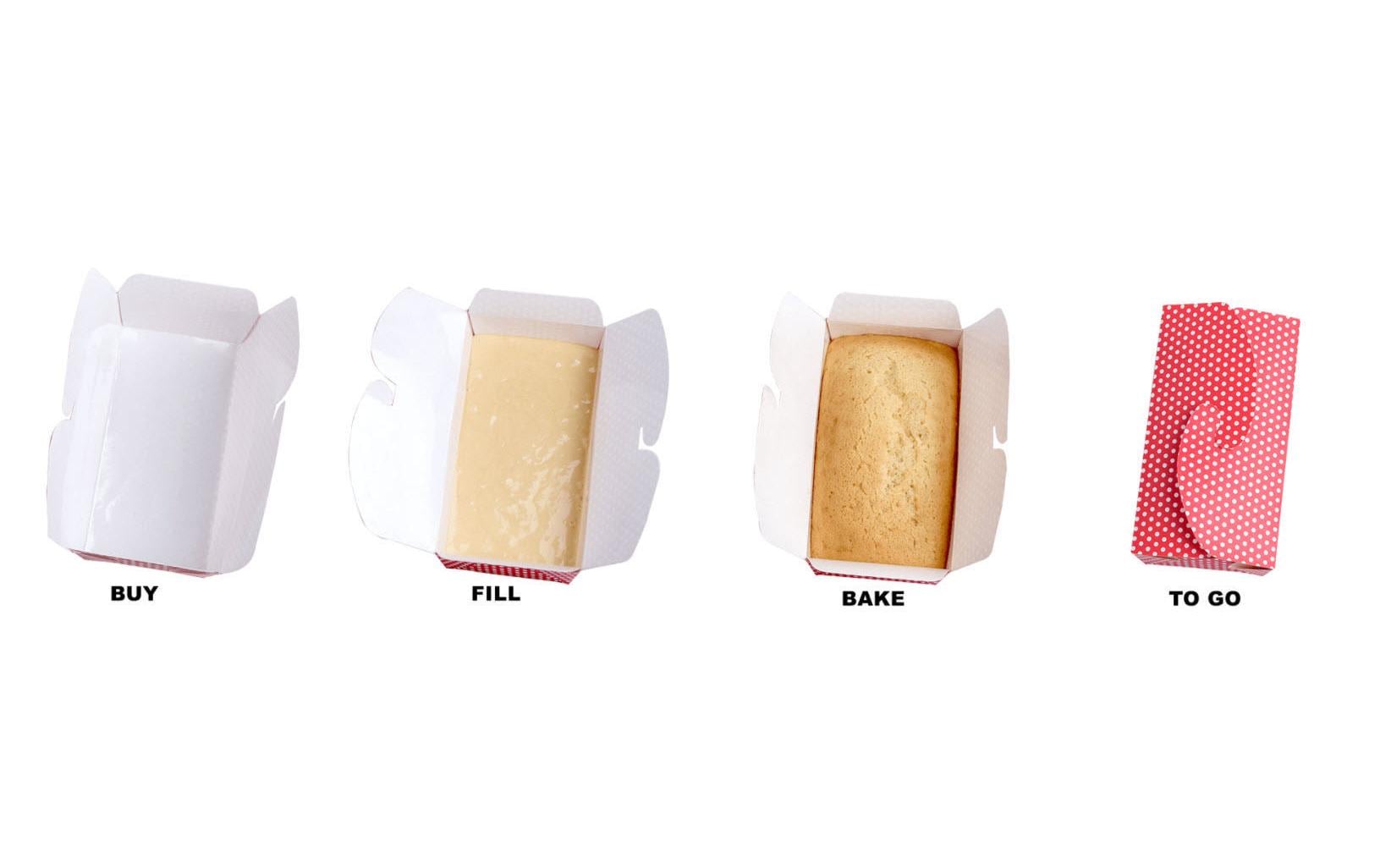 Demmler Cake-Backform To go 12 cm x 16 cm, 4 Stück