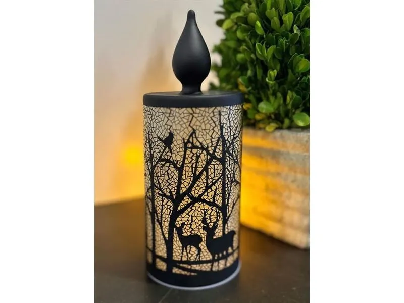 Dameco LED Glas Deko Kerze sz, Waldmotiv, 10 LED Dameco LED Glas Deko Kerze sz, Waldmotiv, 10 LED