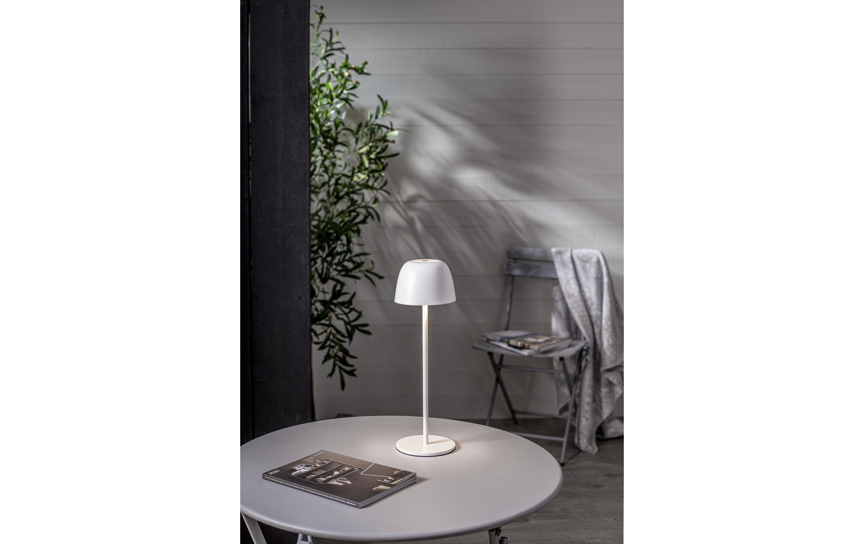 Star Trading Akku-Tischleuchte Ronda IP54, Warmweiss, Weiss