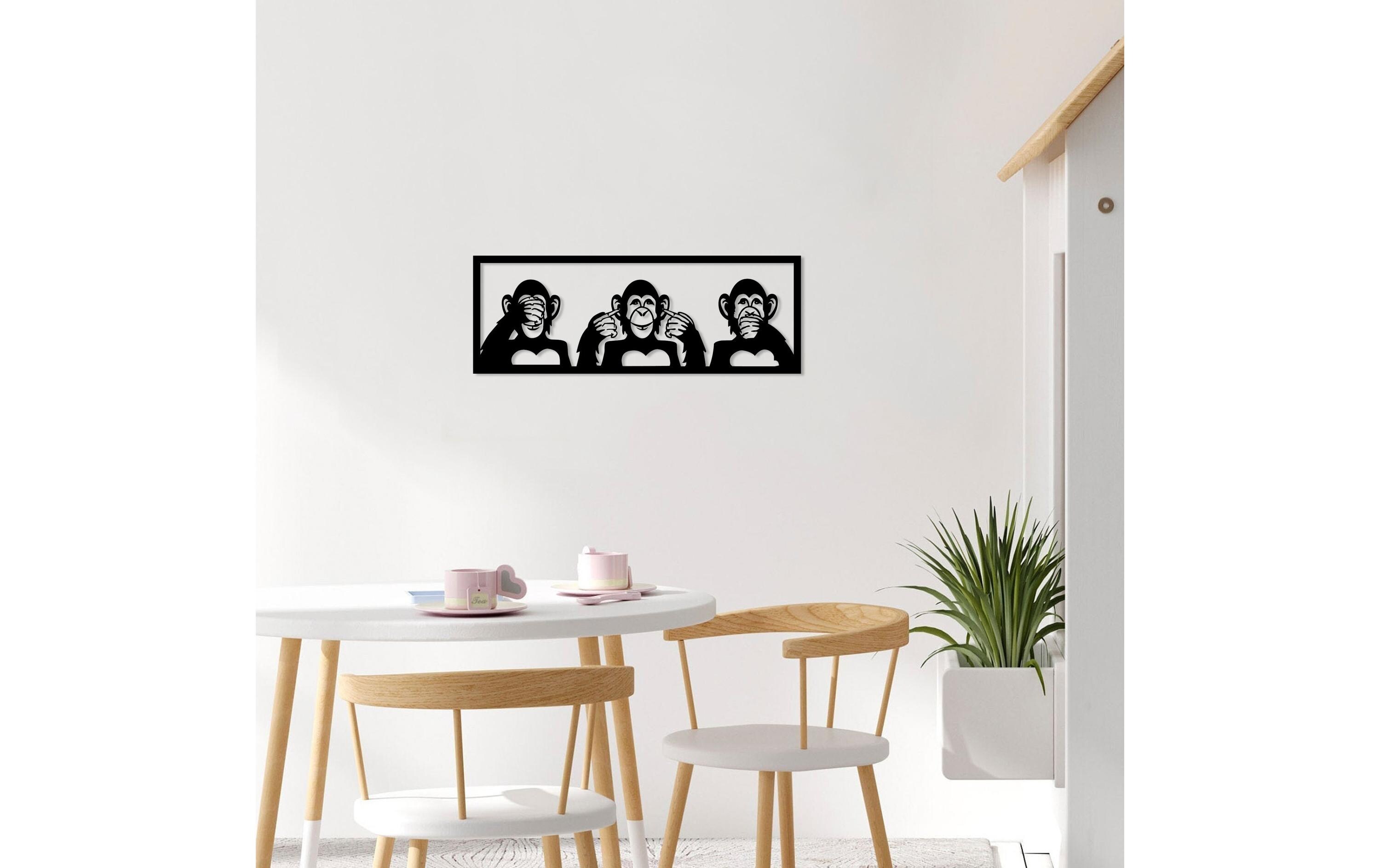 Wallxpert Wanddekoration Monkeys 70 x 25 cm