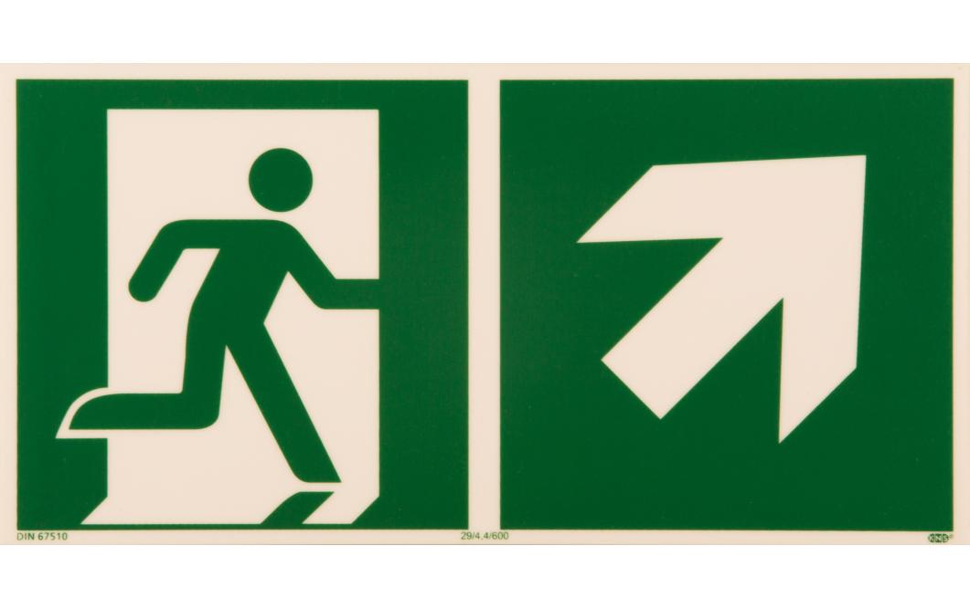 P.R.O. Rettungsweg rechts aufwärts – Piktogramm 150 x 300 mm