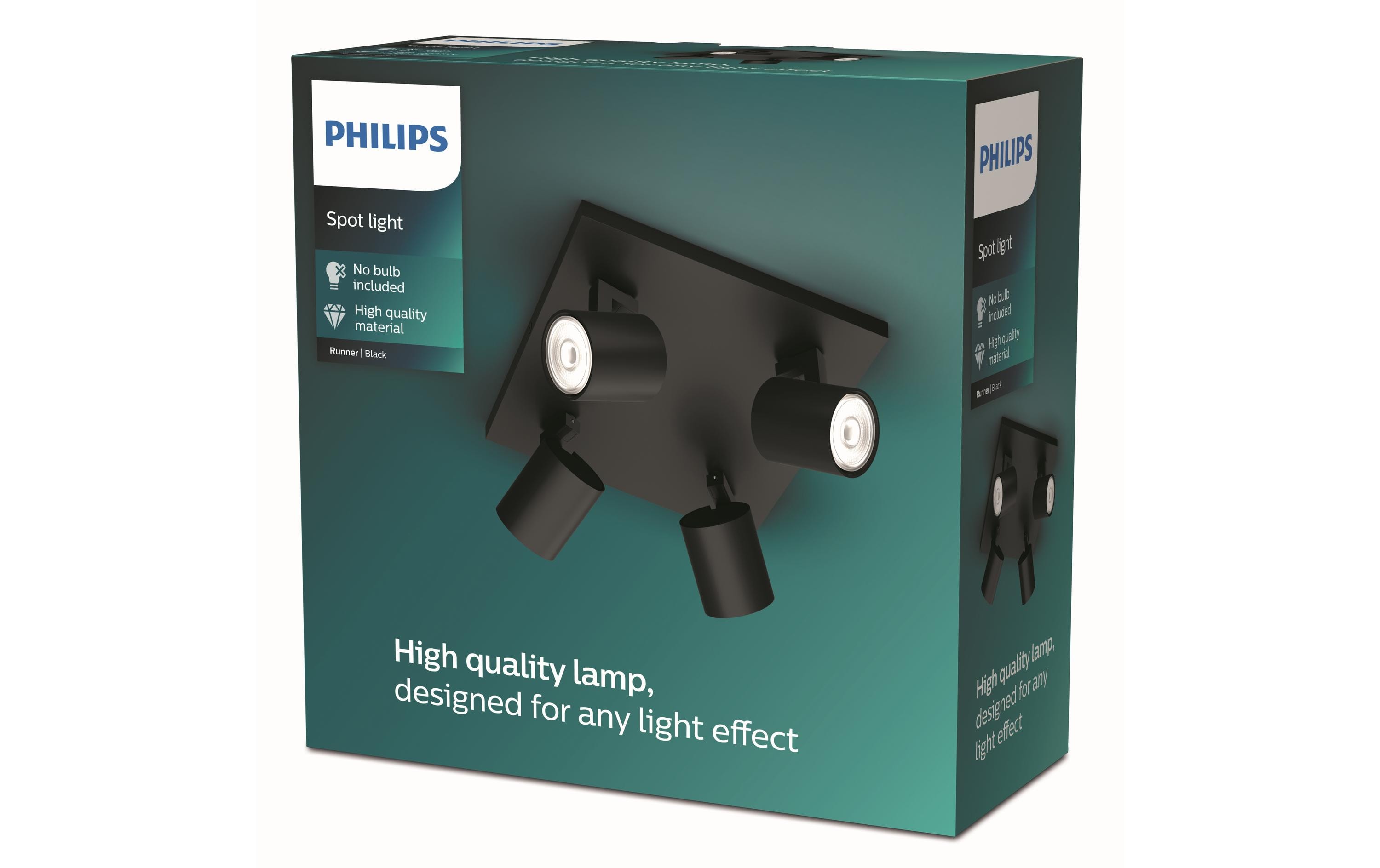 Philips Aufbauspot MyLiving Runner, 4 x GU10, 20W, Schwarz Philips Aufbauspot MyLiving Runner, 4 x GU10, 20W, Schwarz