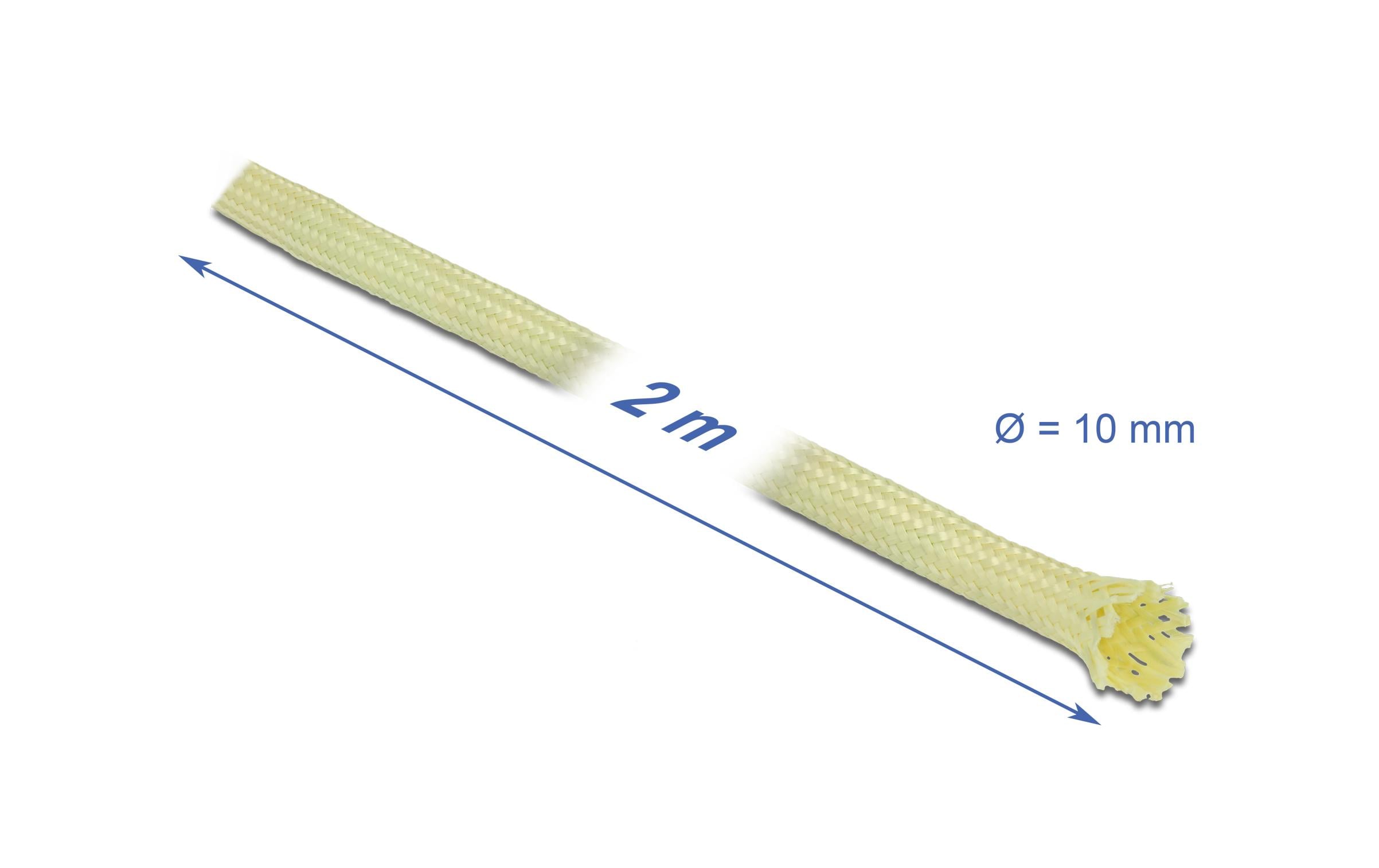 Delock Geflechtschlauch aus Aramid Fasern 2 m x 10 mm Gelb