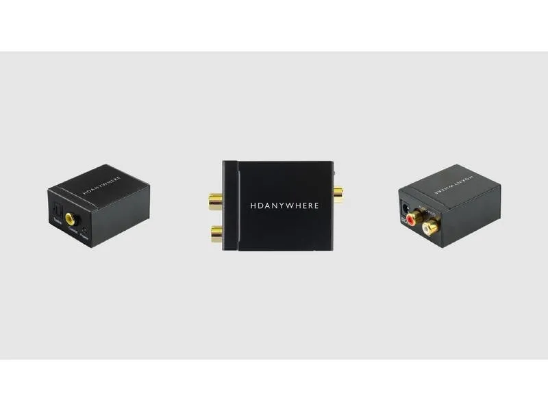 HDANYWHERE Konverter Audio DAC Digital zu Analog, Koax/Toslink – Cinch HDANYWHERE Konverter Audio DAC Digital zu Analog, Koax/Toslink – Cinch