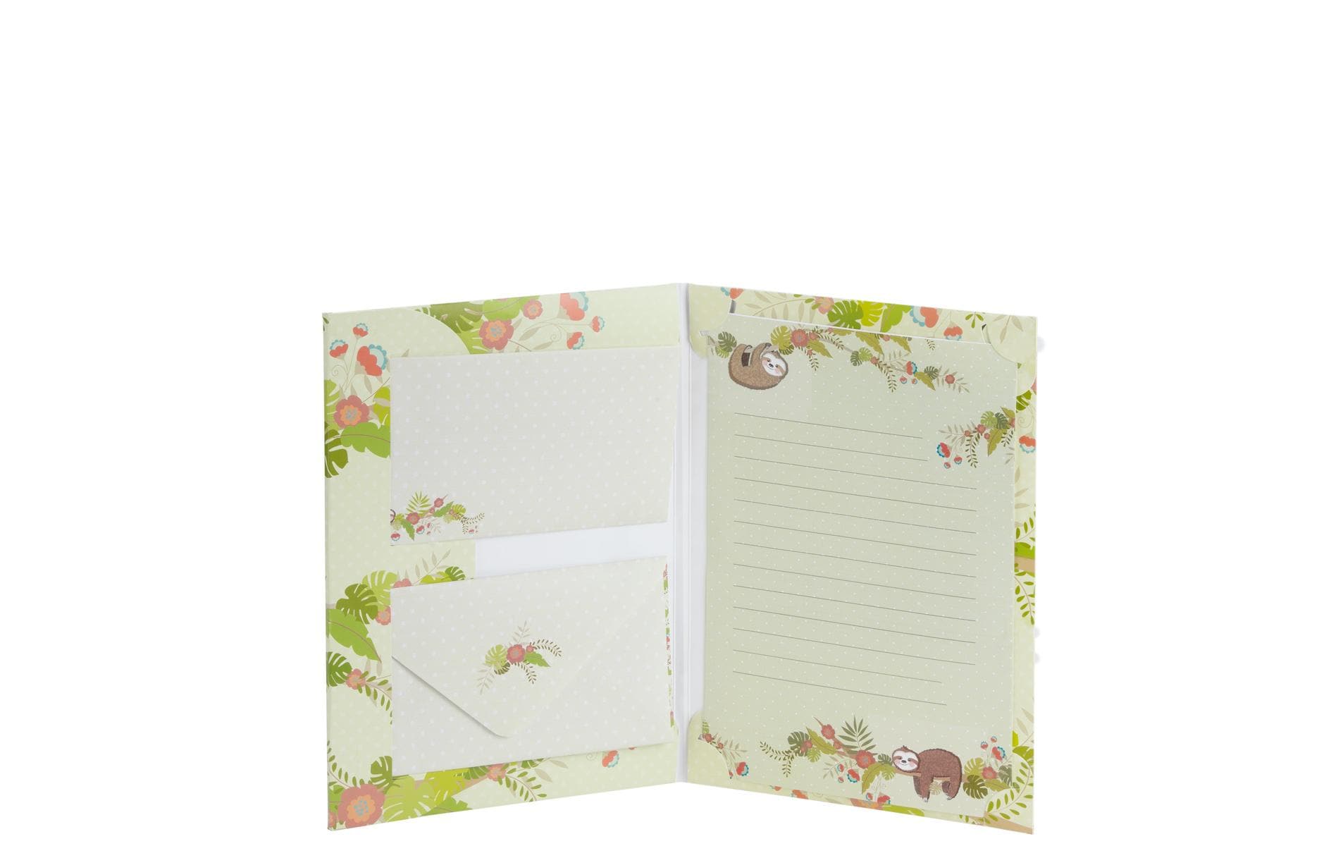 Rössler Briefpapierset Faultier, 10 Blätter, 10 Briefumschläge