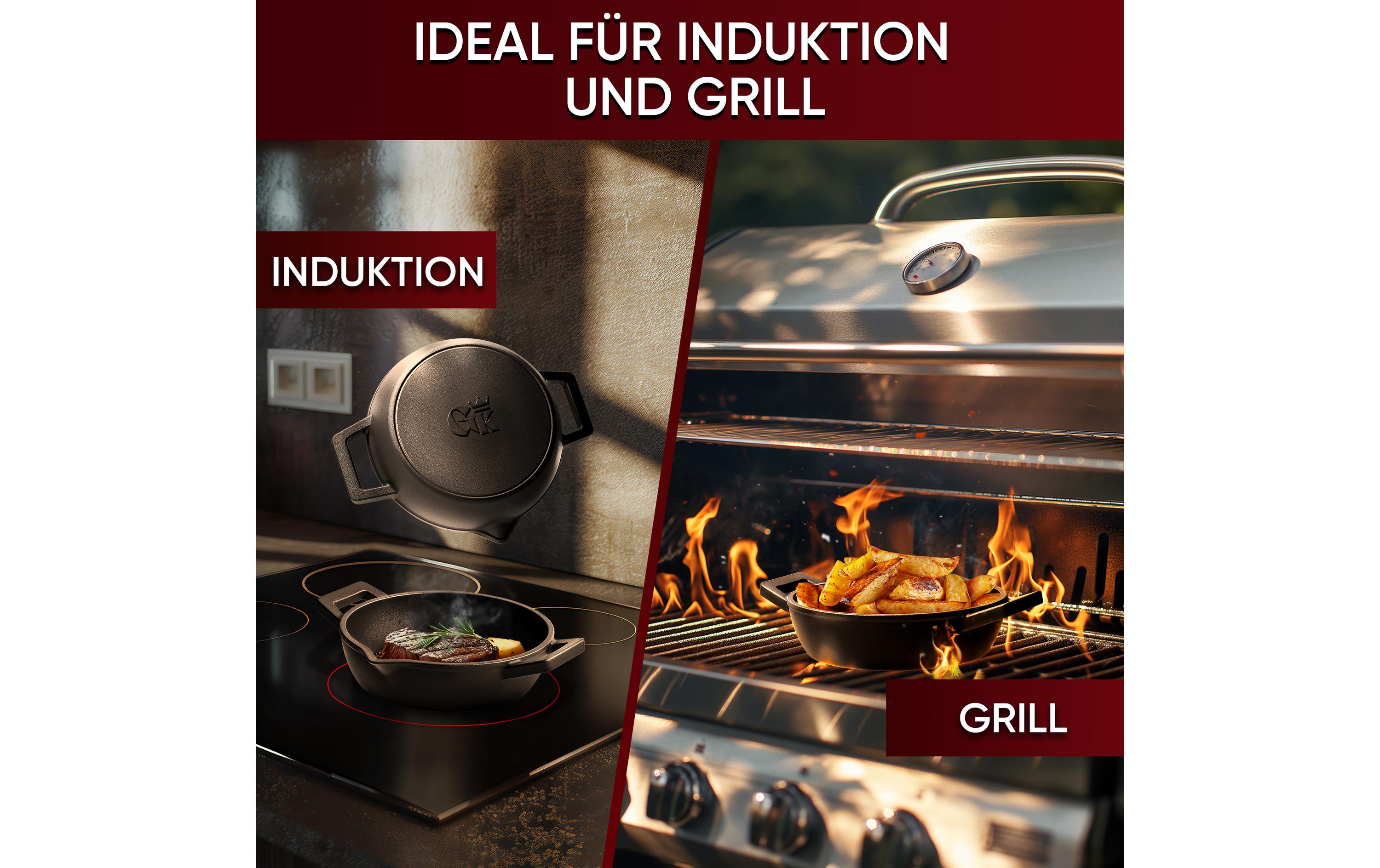 Gusskoenig Mini Rundpfanne Set mit Holzsockel