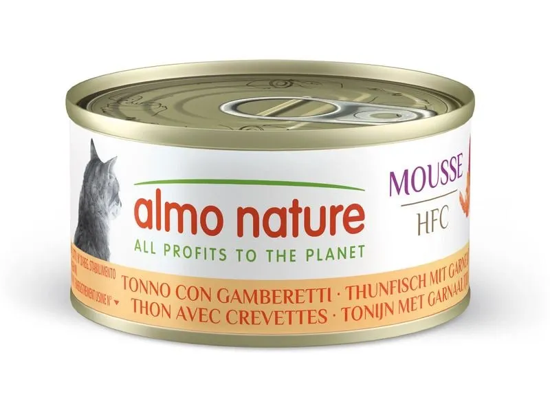 Almo Nature Nassfutter HFC Mousse Thunfisch und Garnelen 24 x 70 g