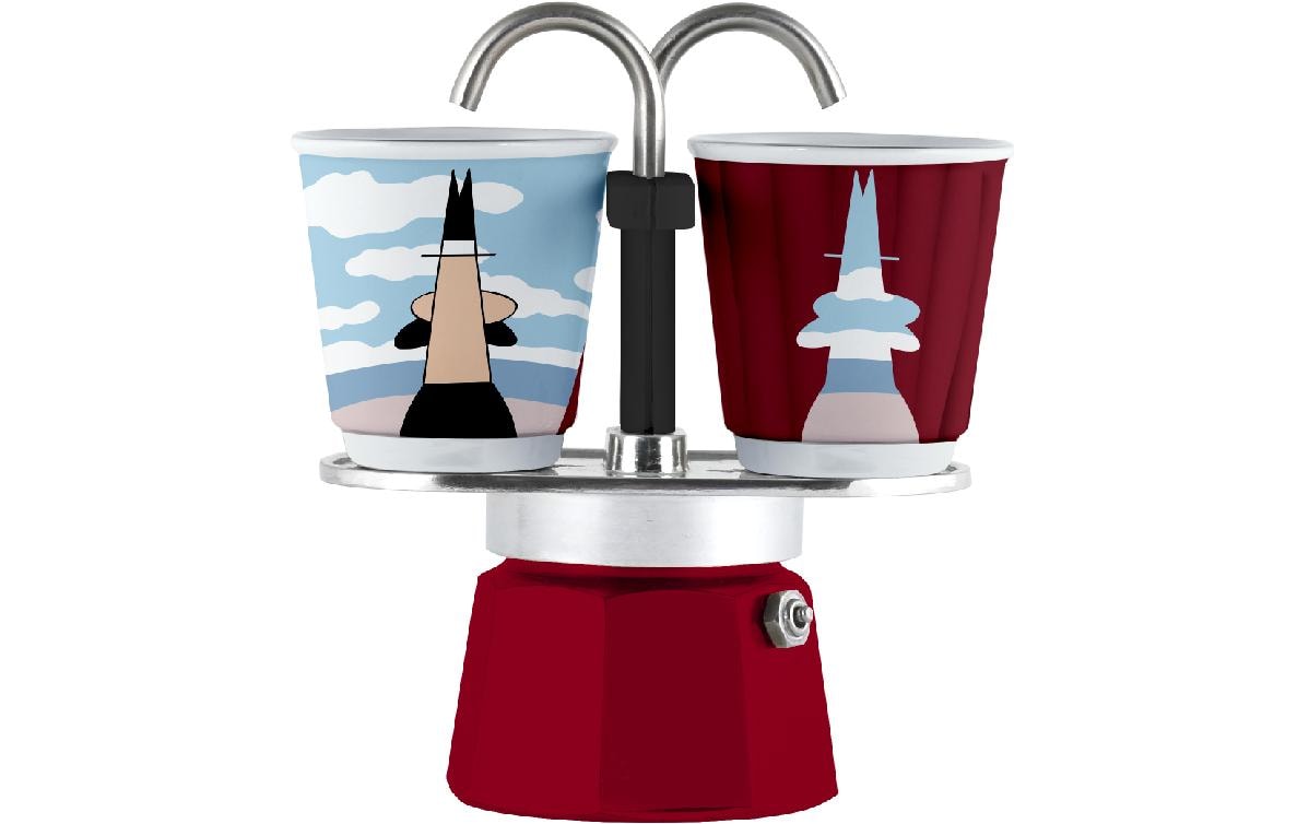 Bialetti Espressokocher Mini Express Magritte 2 Tassen, Rot