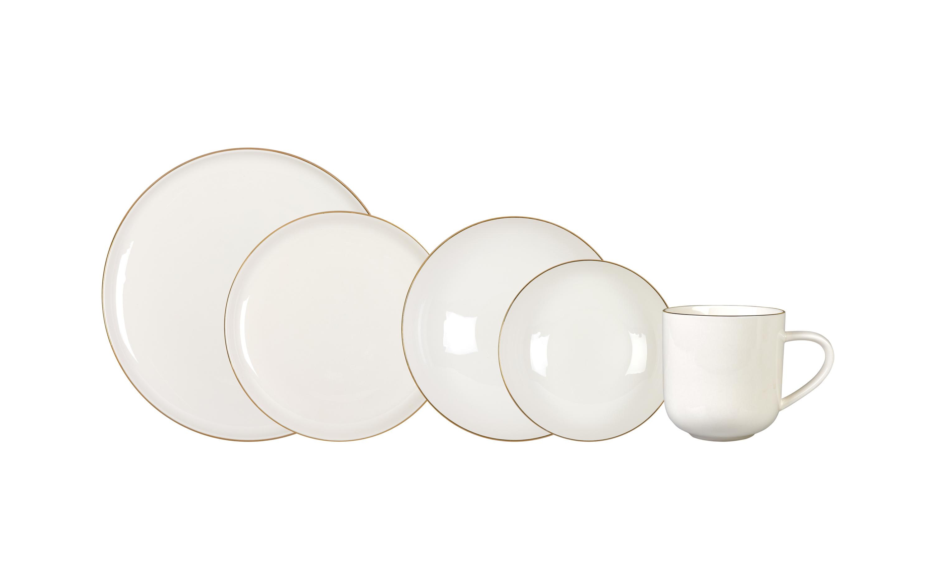 FURBER Speise-Service 20-teilig, Weiss/Gold FURBER Speise-Service 20-teilig, Weiss/Gold