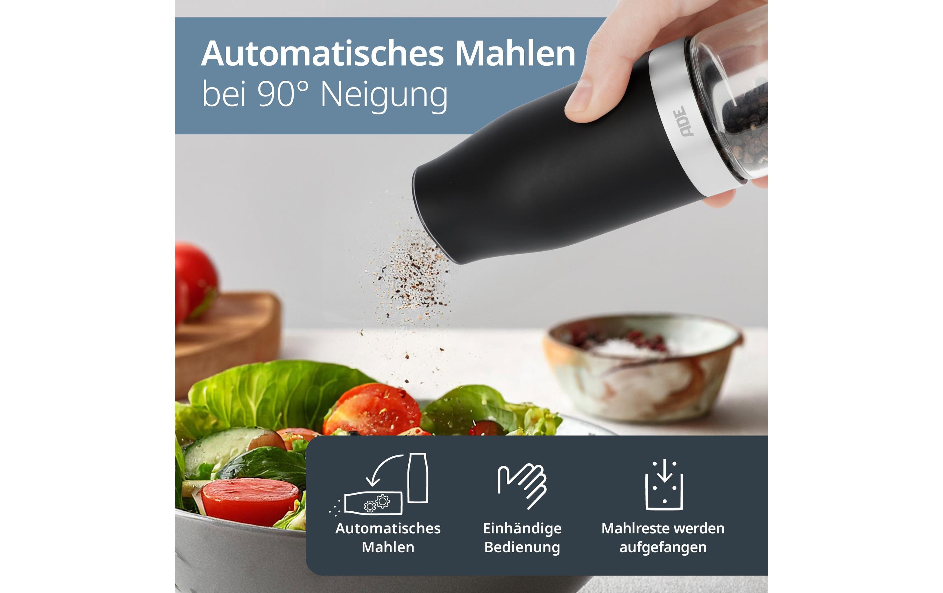 ADE Salz- und Pfeffermühle 18.3 cm, Schwarz ADE Salz- und Pfeffermühle 18.3 cm, Schwarz