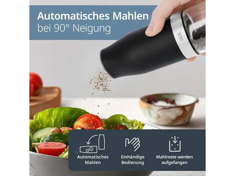 ADE Salz- und Pfeffermühle 18.3 cm, Schwarz ADE Salz- und Pfeffermühle 18.3 cm, Schwarz