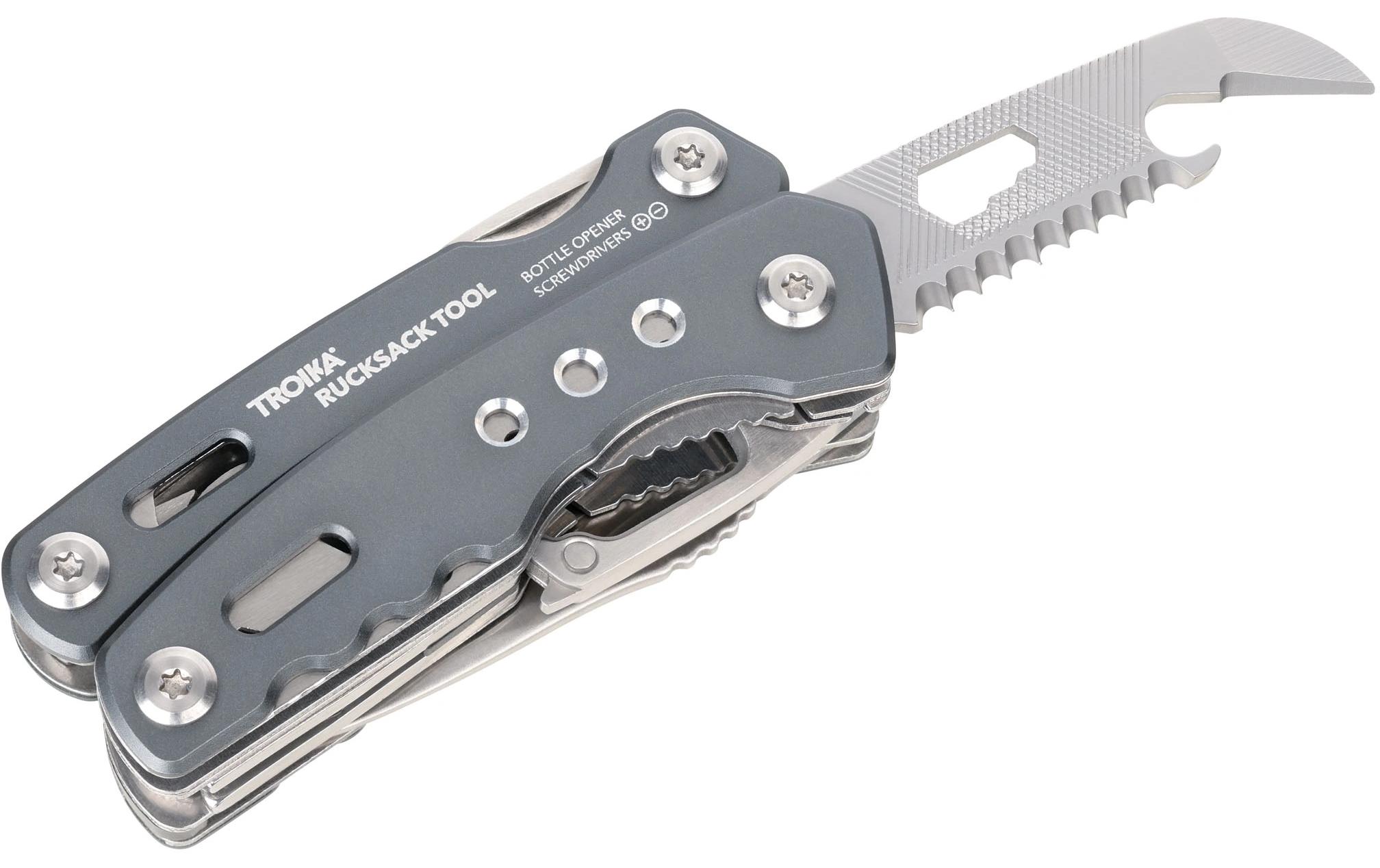 Troika Taschenmesser Rucksack Tool mit 15 Funktionen, Grau
