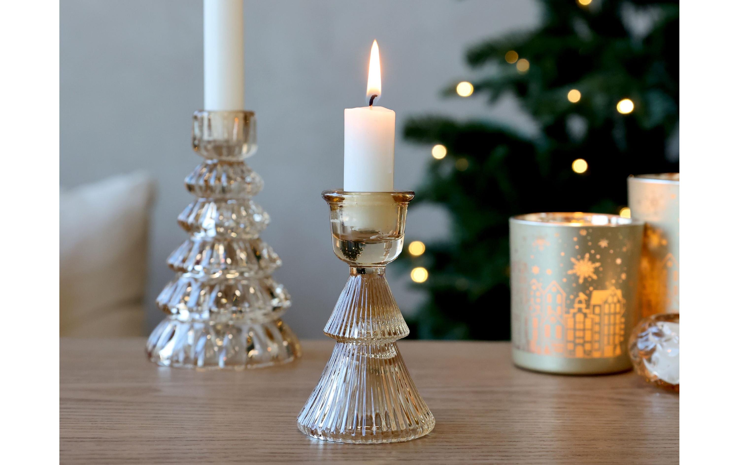 Chic Antique Kerzenständer 10 cm, Glas, Bernstein