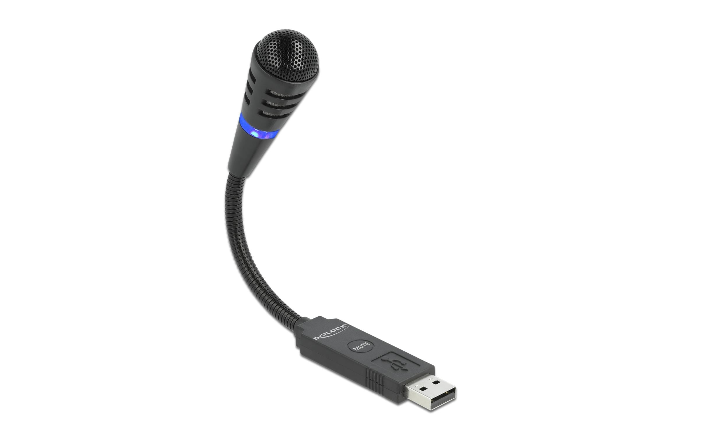 Delock Mikrofon USB Schwanenhals mit Mute Button, Uni-Direktional
