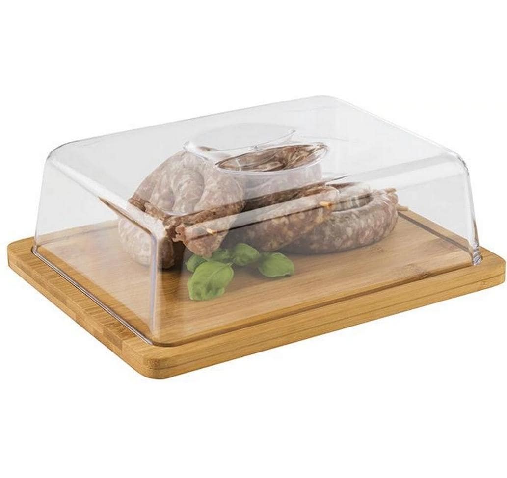 APS Servierplatte Tablett mit Haube 2-teilig, 24 x 18.5 x 8 cm