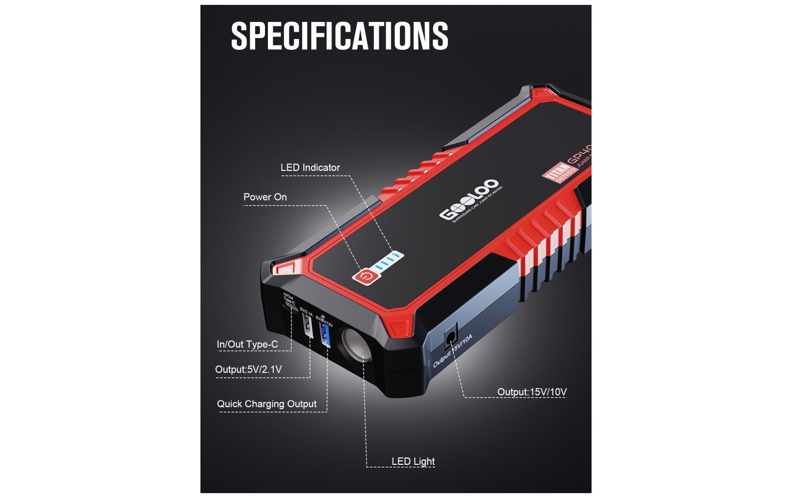 Gooloo Starterbatterie GP4000RED