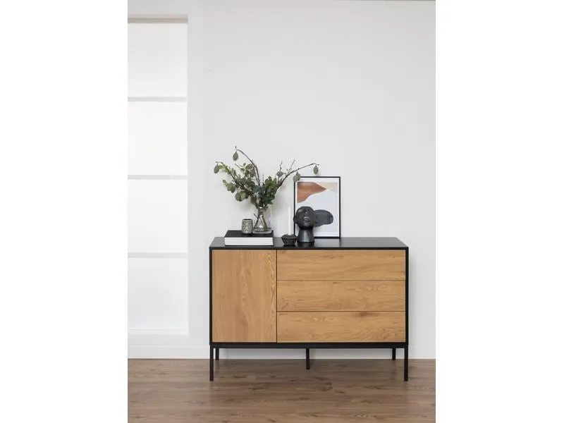 AC Design Sideboard Seaford 120 x 40 x 82 cm, Nature/Schwarz