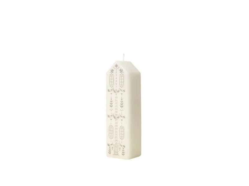 Broste Copenhagen Casa Calendar Kerze White/Silver, 5.2 x 20 cm