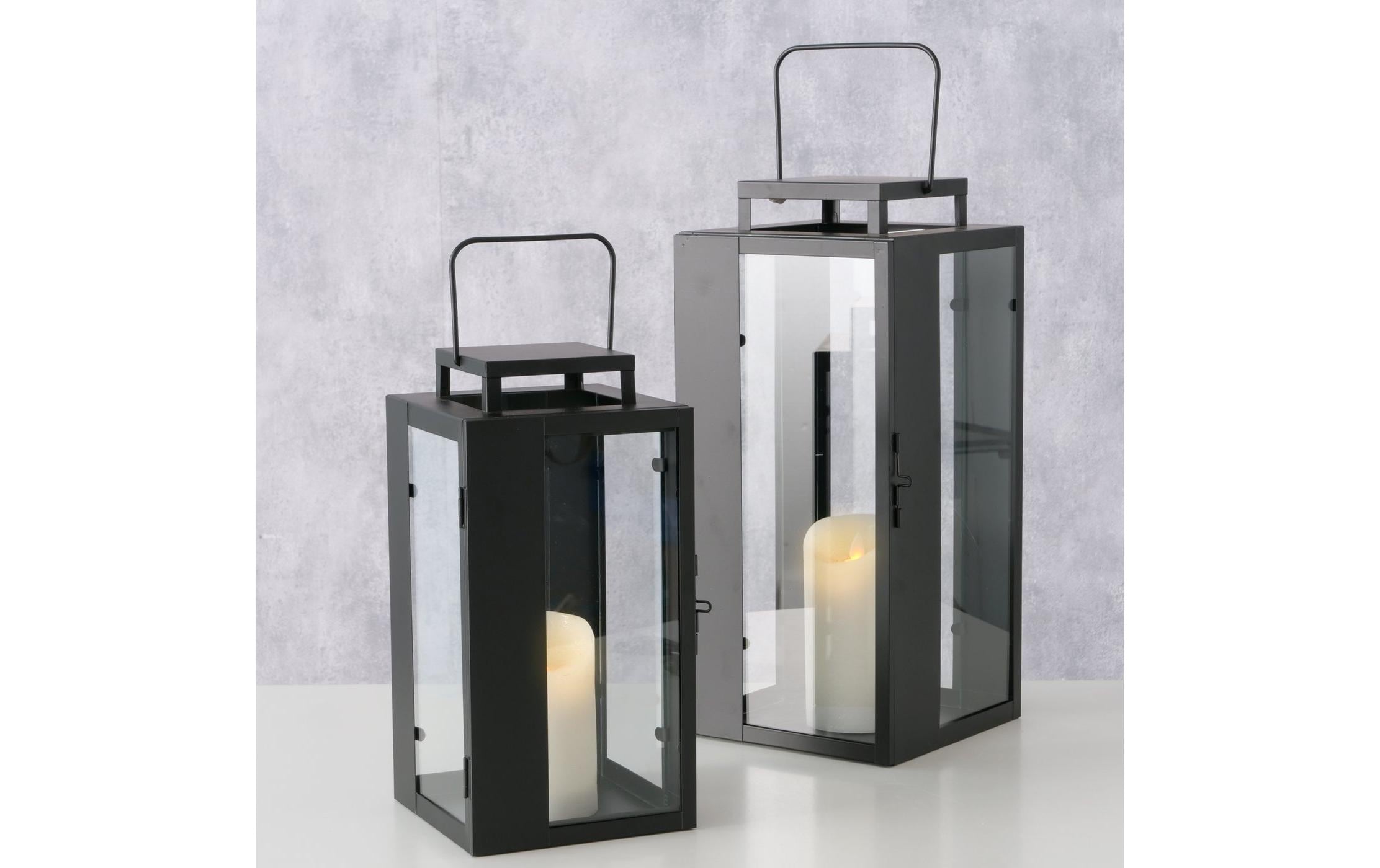 Boltze Laterne Ironedge 2-teilig, Schwarz/Transparent