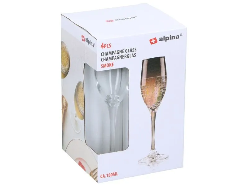 alpina Champagnerglas Smoke 180 ml, 4 Stück, Transparent alpina Champagnerglas Smoke 180 ml, 4 Stück, Transparent